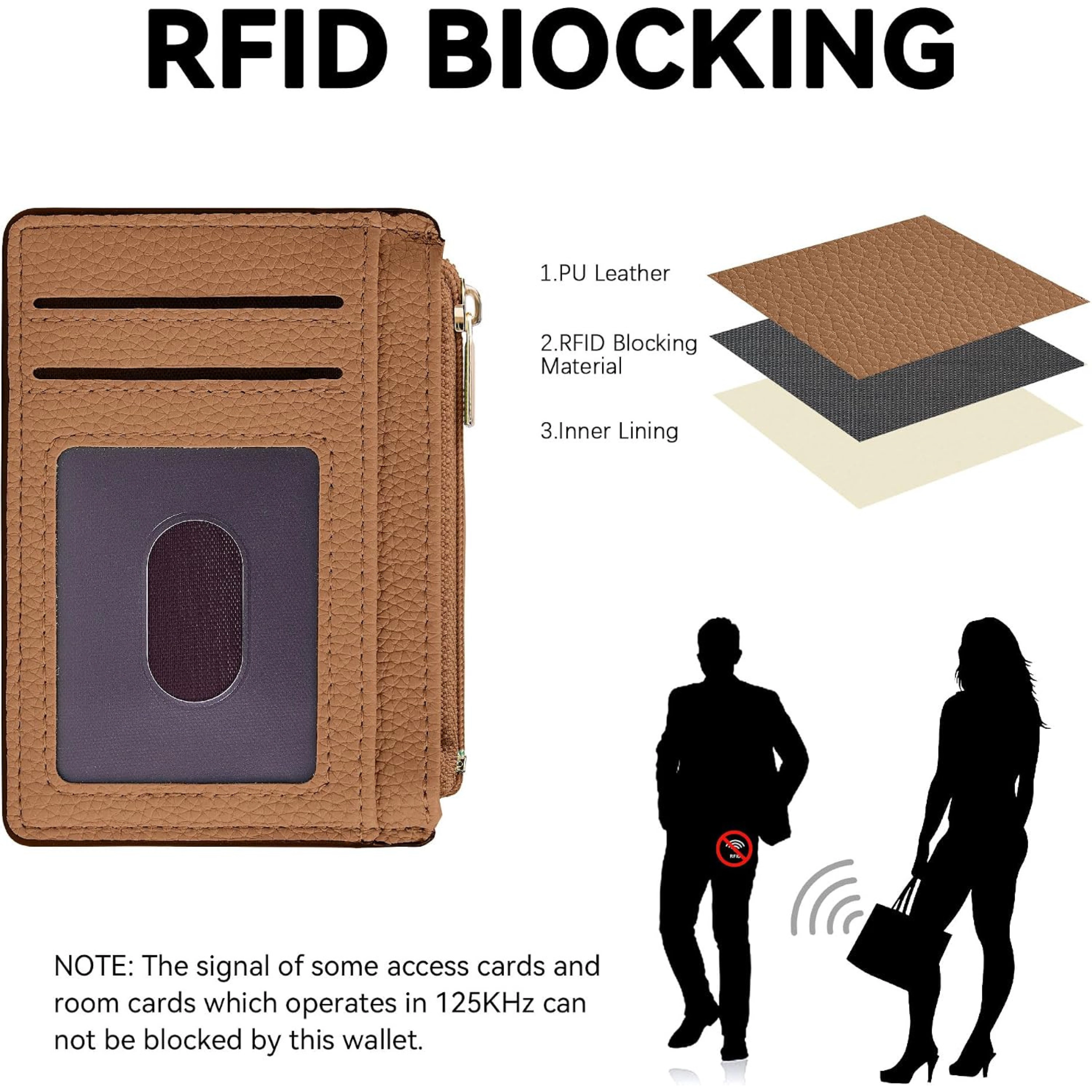 SS Design Women's Slim RFID Card Holder Wallet Brown