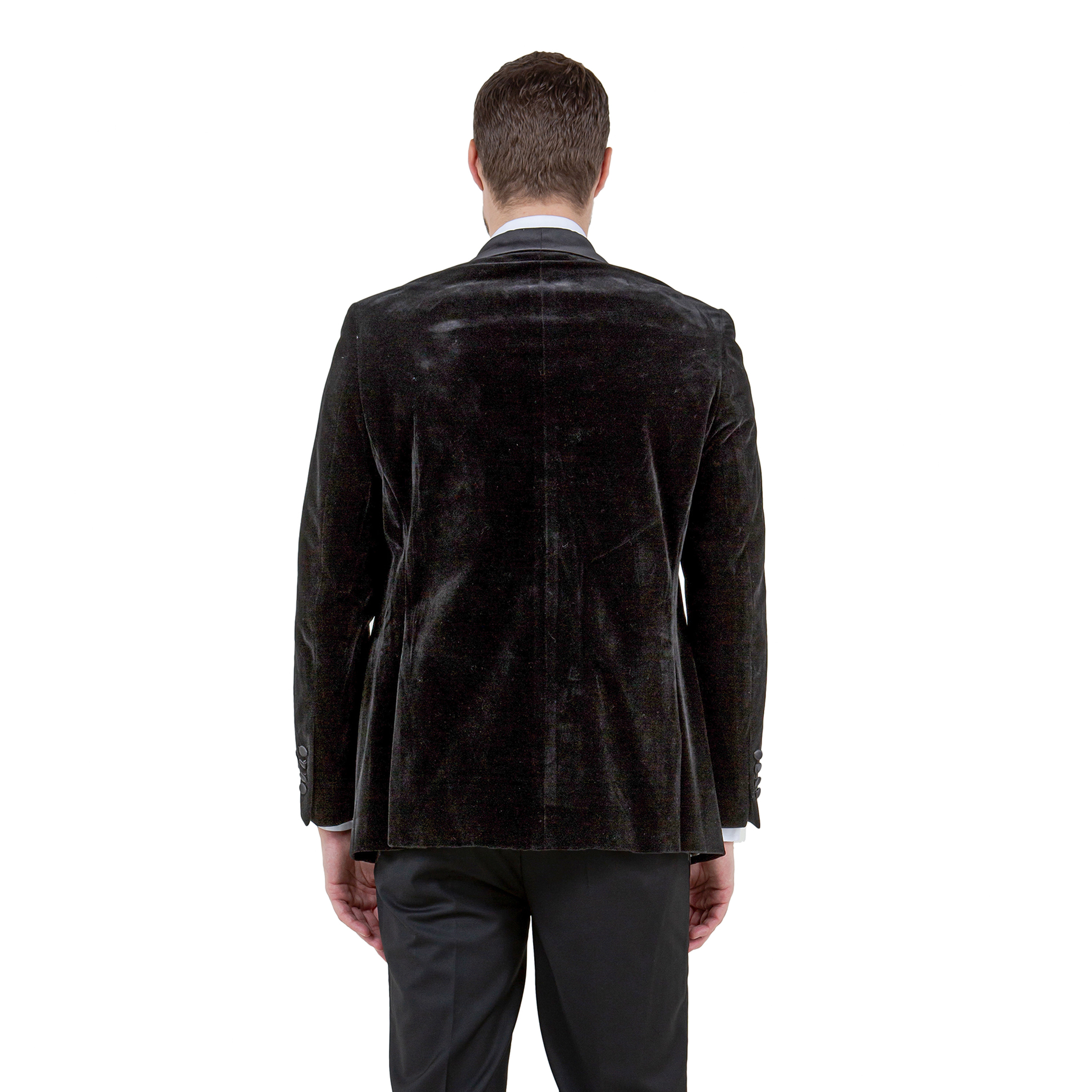 Tazzio Mens Slim Fit Velvet Dinner Jacket with Satin Shawl Collar