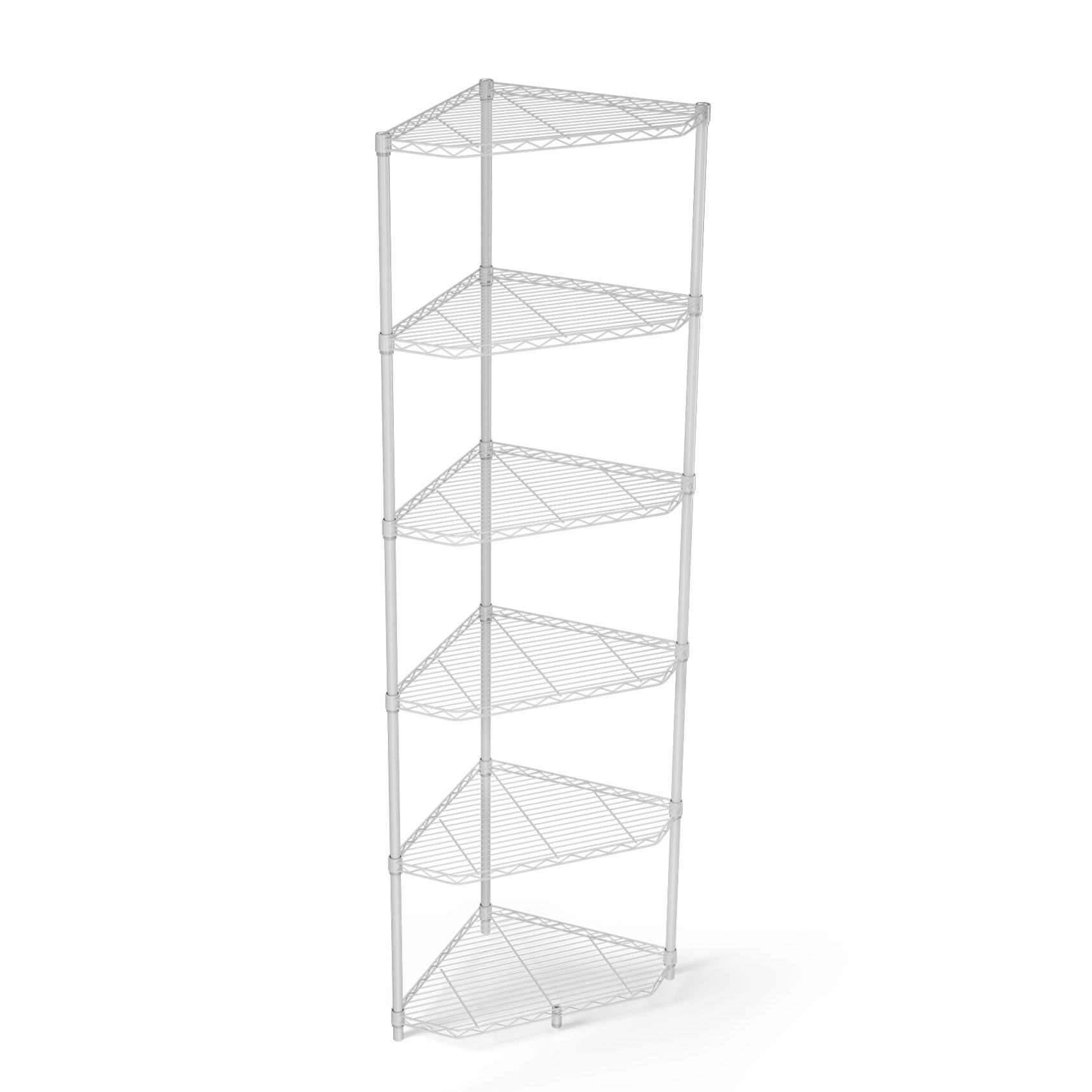 Flynama White Corner Shelving Space Saving Hexa Tier Pro Adjustable Heavy Duty Rack for Bathroom Kitchen and Living Room