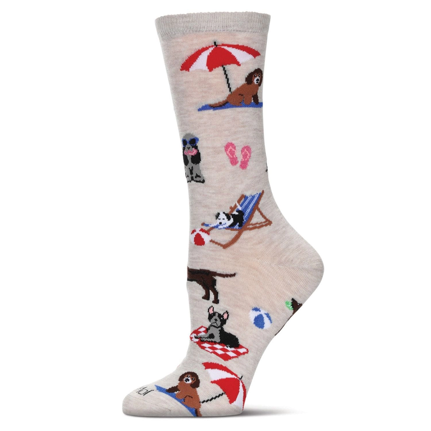 MeMoi Women's Dogs On Beach Bamboo Crew Socks