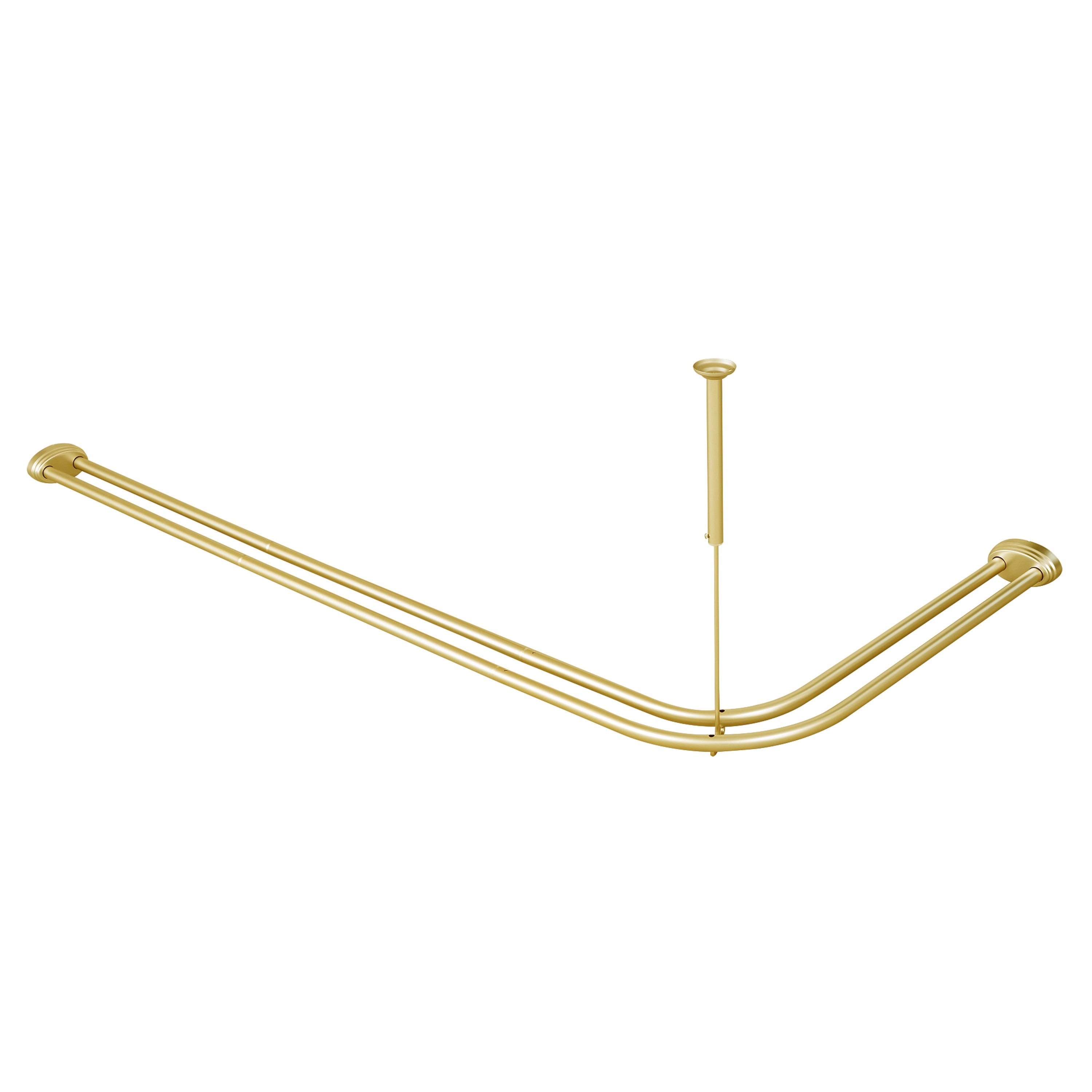 Utopia Alley Rustproof Aluminum Double L Shaped Shower Curtain Rod 72"Lx31.7"W, with 24 Hooks & Ceiling Support