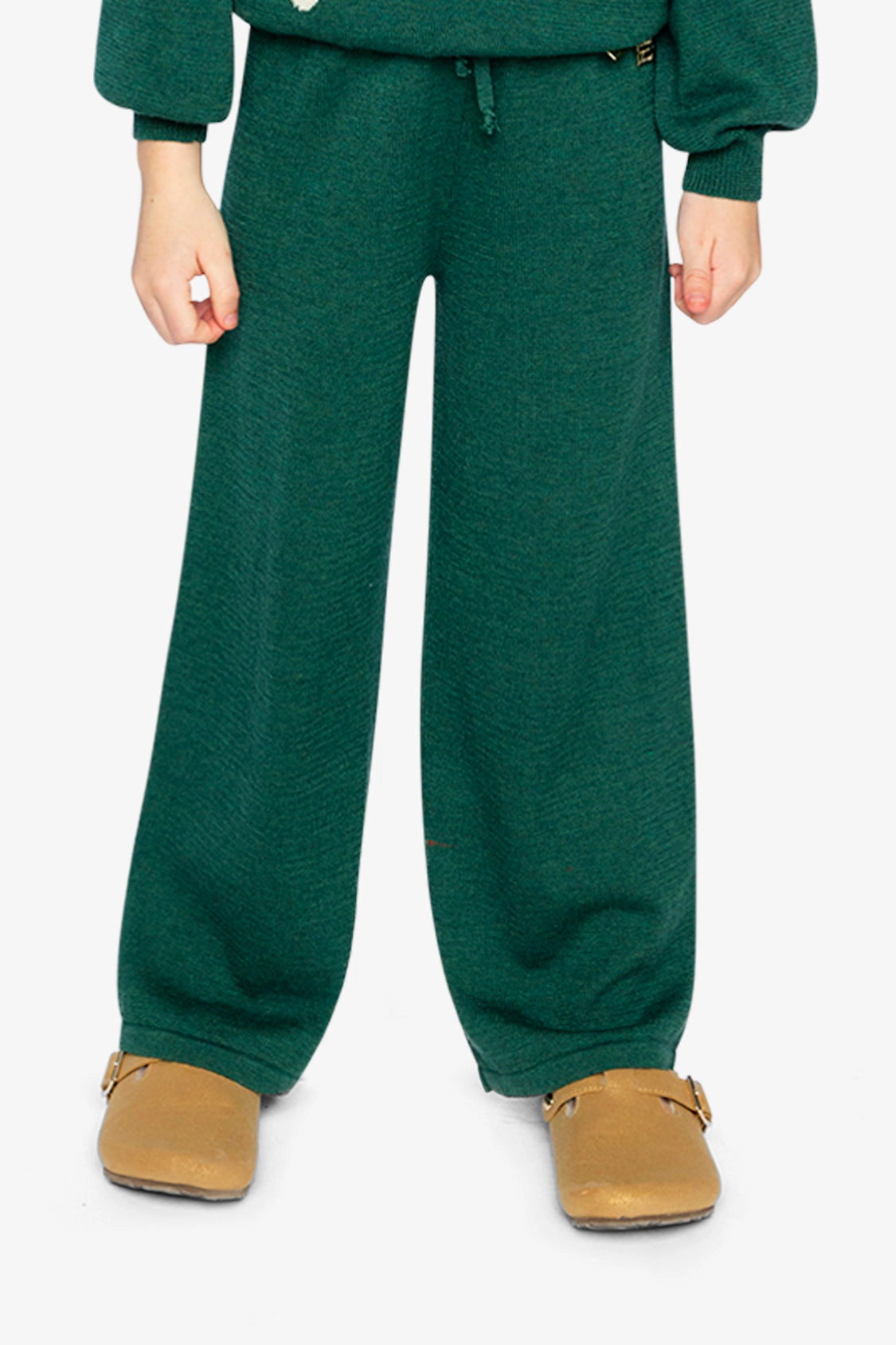 Deux par Girls Drawstring Knitted Wide-Leg Flare Pants