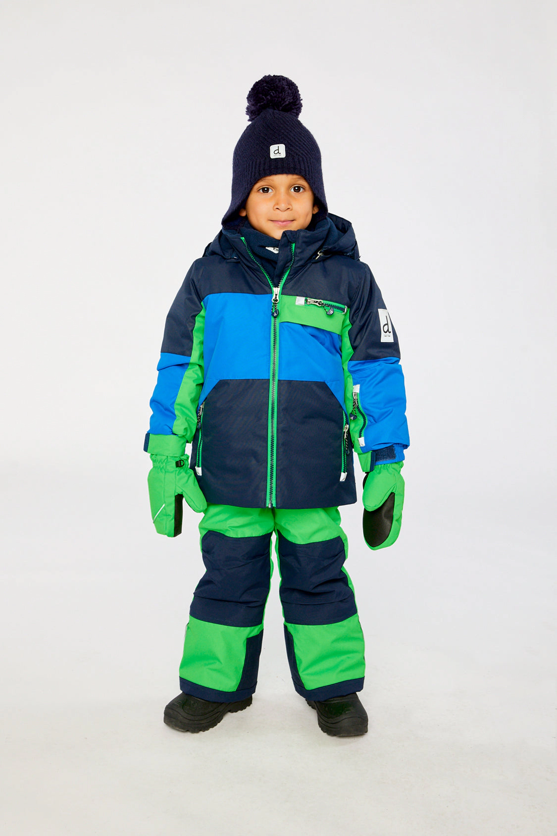 Deux par Boys Colorblock Two Piece Play Snowsuit with Hooded Jacket and Snow Pants