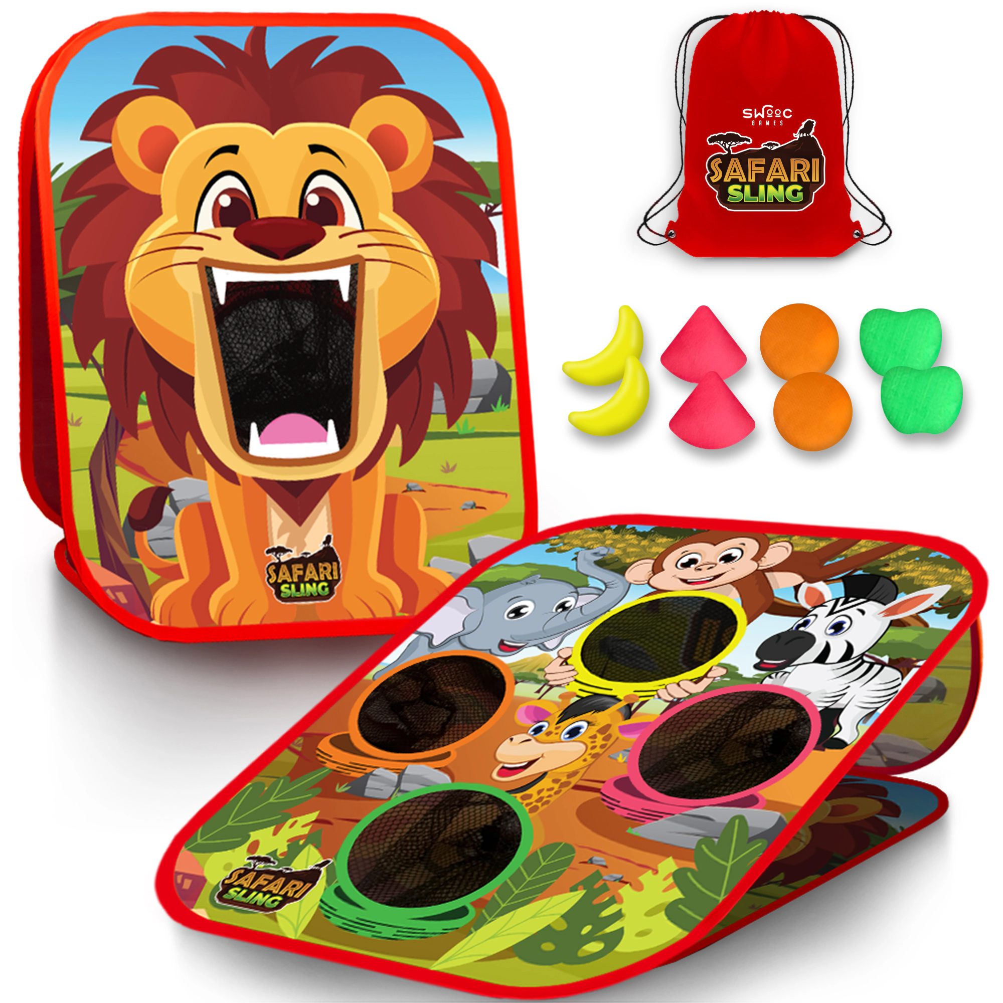 Swooc Games | Safari Sling™ | 2-in-1 Bean Bag Toss Game for Kids