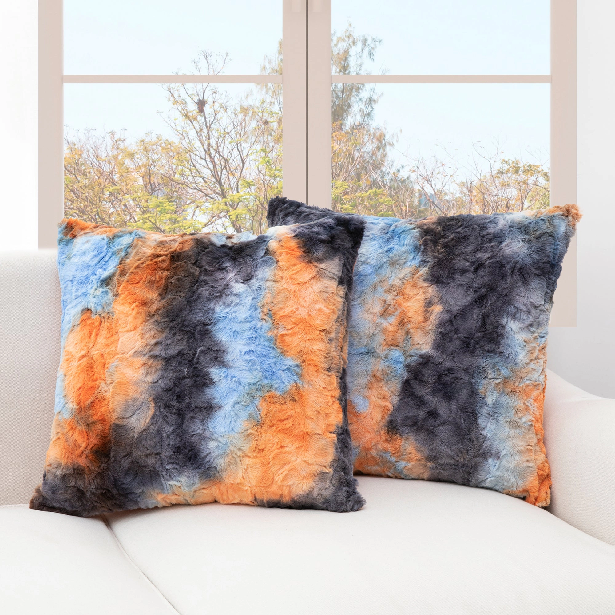 Cheer Collection Faux Fur Throw Pillow Set 18x18 2 Pack