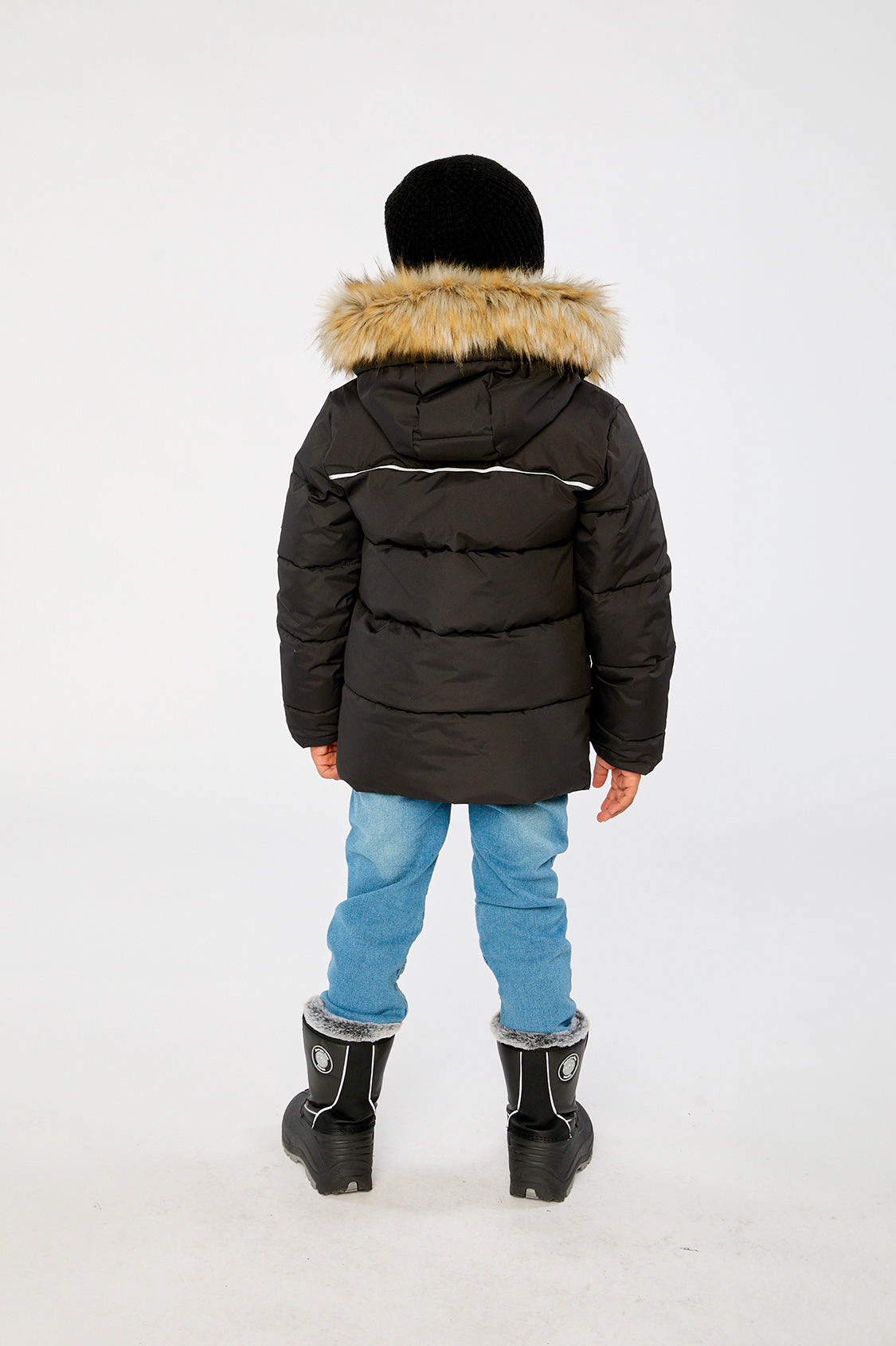 Deux par Unisex Winter Jacket with Faux-Fur Hood