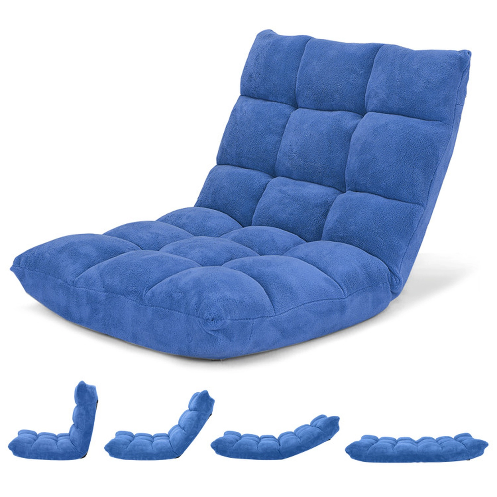 SUGIFT 14-Position Adjustable Cushioned Floor Chair 200-lb Seat Capacity 77-lb Backrest Capacity Blue