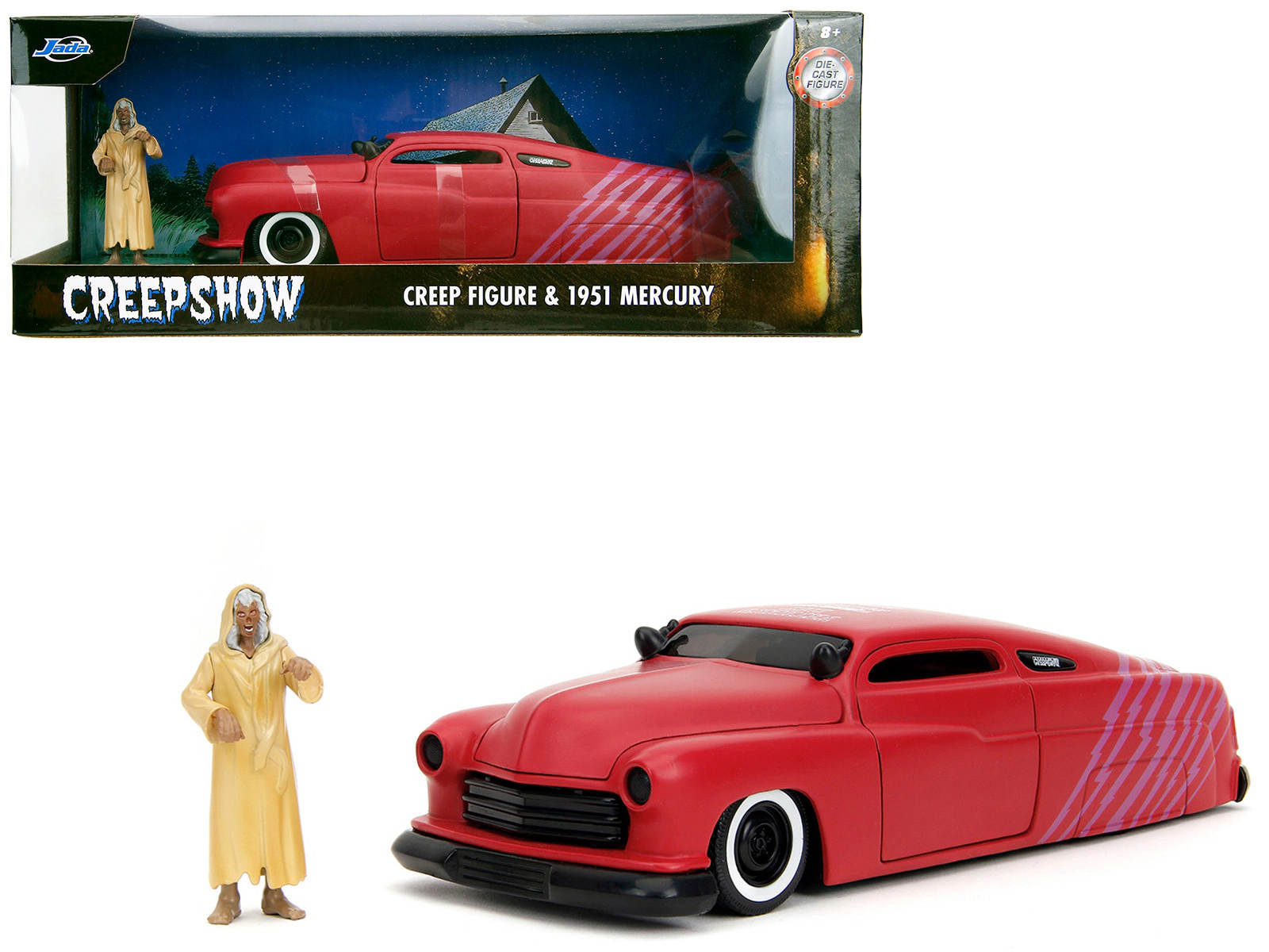 Jada 1951 Mercury Matt Red with Purple Stripes and Creep Diecast Figure "Creepshow" (1982) Movie "Hollywood