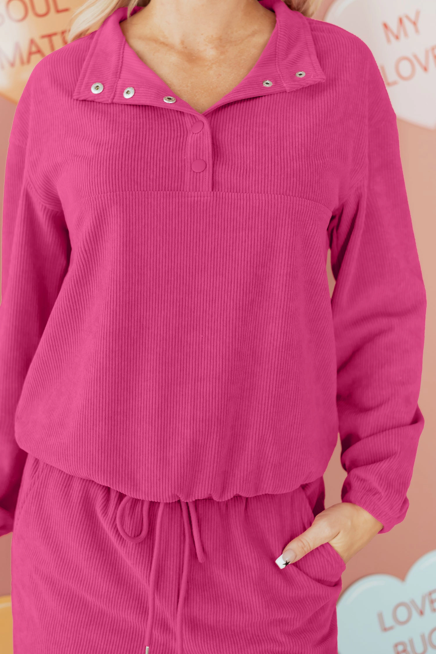 Threaded Pear Women's Danna Half Pullover Drawstring Pants Set