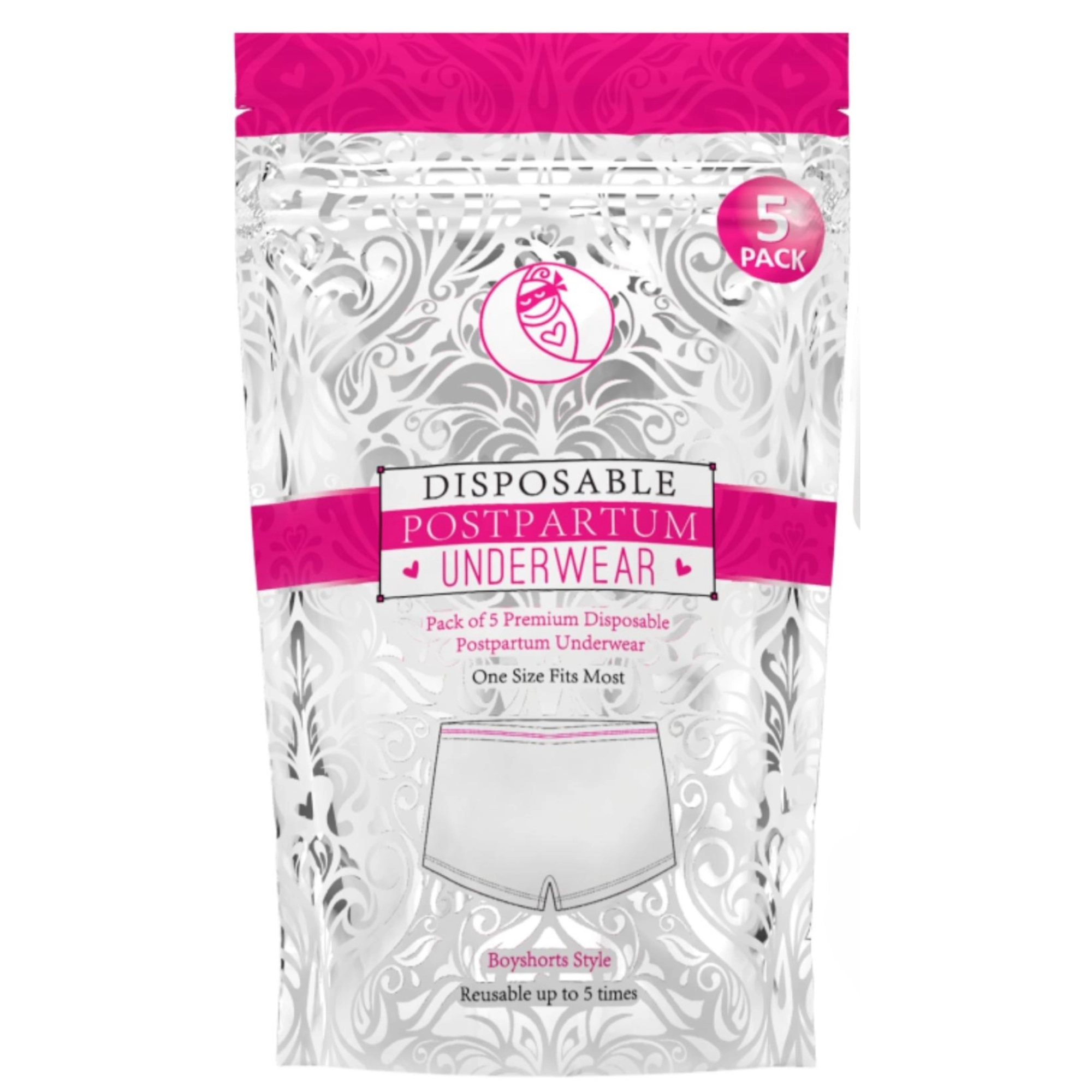 Ninja Mama Women's Serosa Postpartum Disposable Underwear Without Pad Soft & High-Waisted Pack of 5