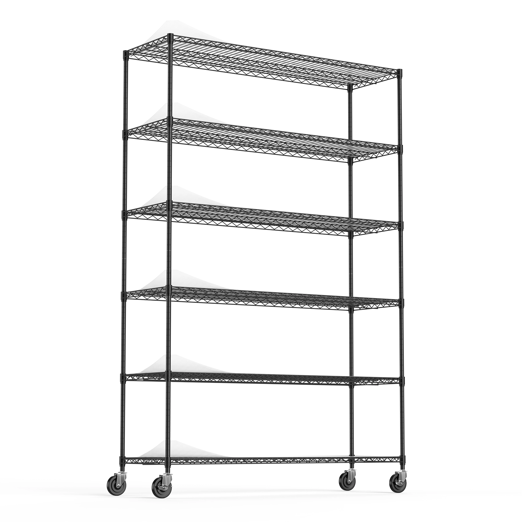 Flynama 6 Tier Wire Shelving 6000 LBS NSF with Wheels Adjustable Height Garage Storage Unit in Black
