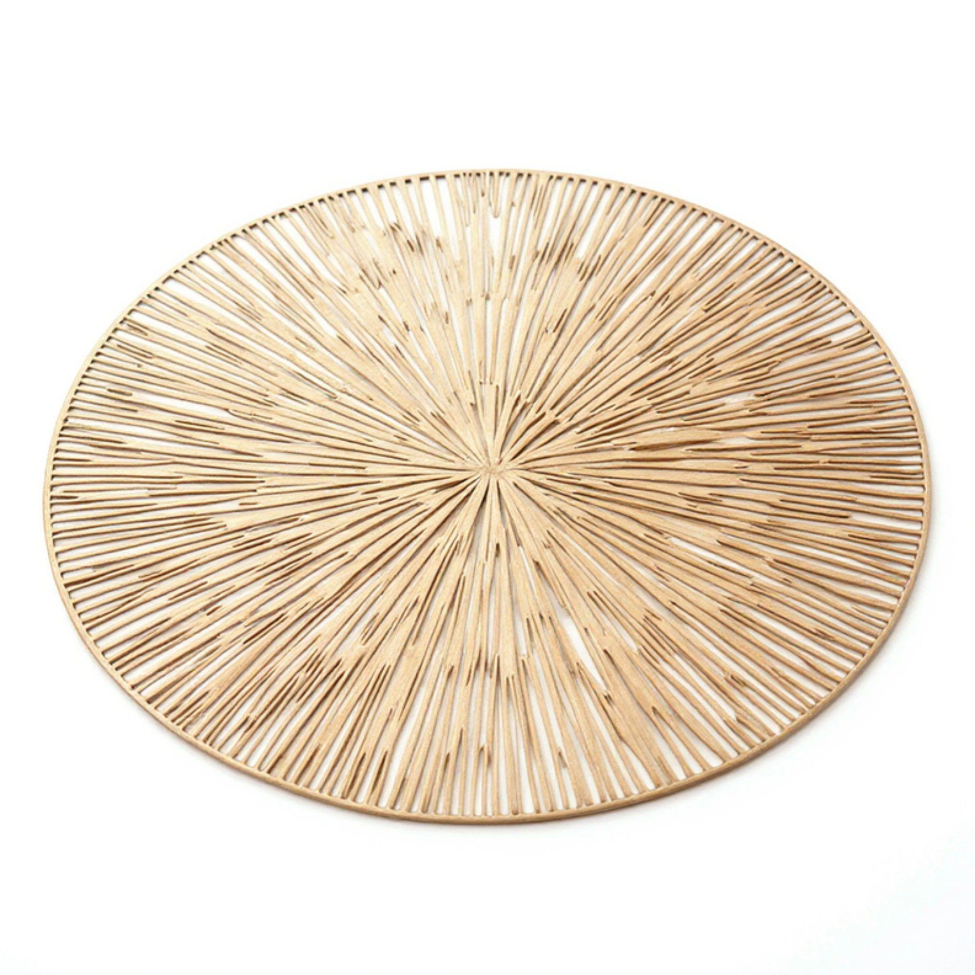 Alilang Unisex 4-Piece Round Woven Rattan Placemat with Radiating Sunburst Design