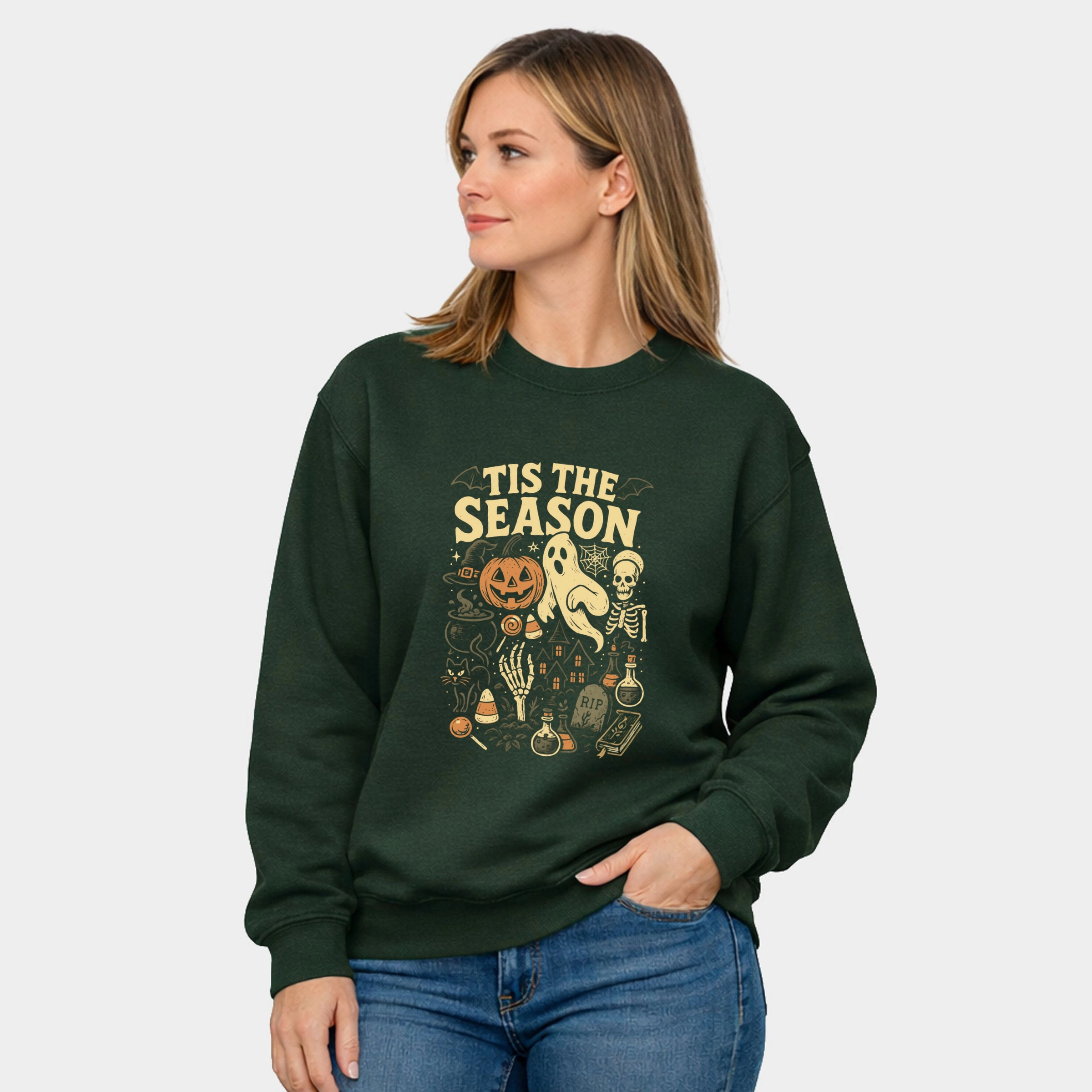 Simply Sage Market - Women's Graphic Sweatshirt Tis The Season Halloween