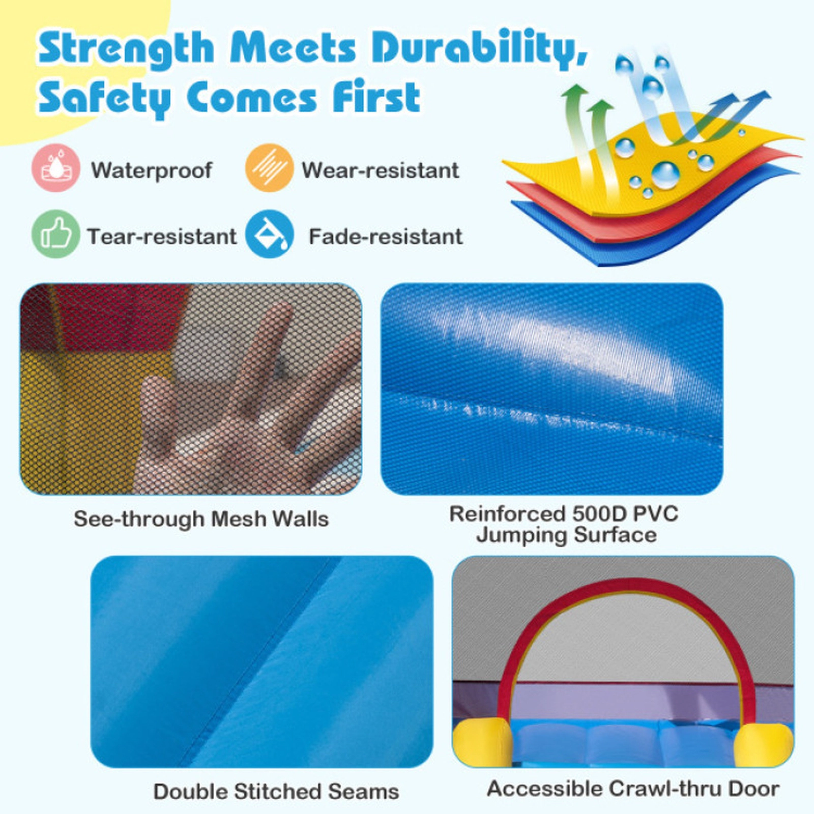 SUGIFT Slide and 550W Blower for Yard Indoor Outdoor Kids Inflatable Bouncy Castle