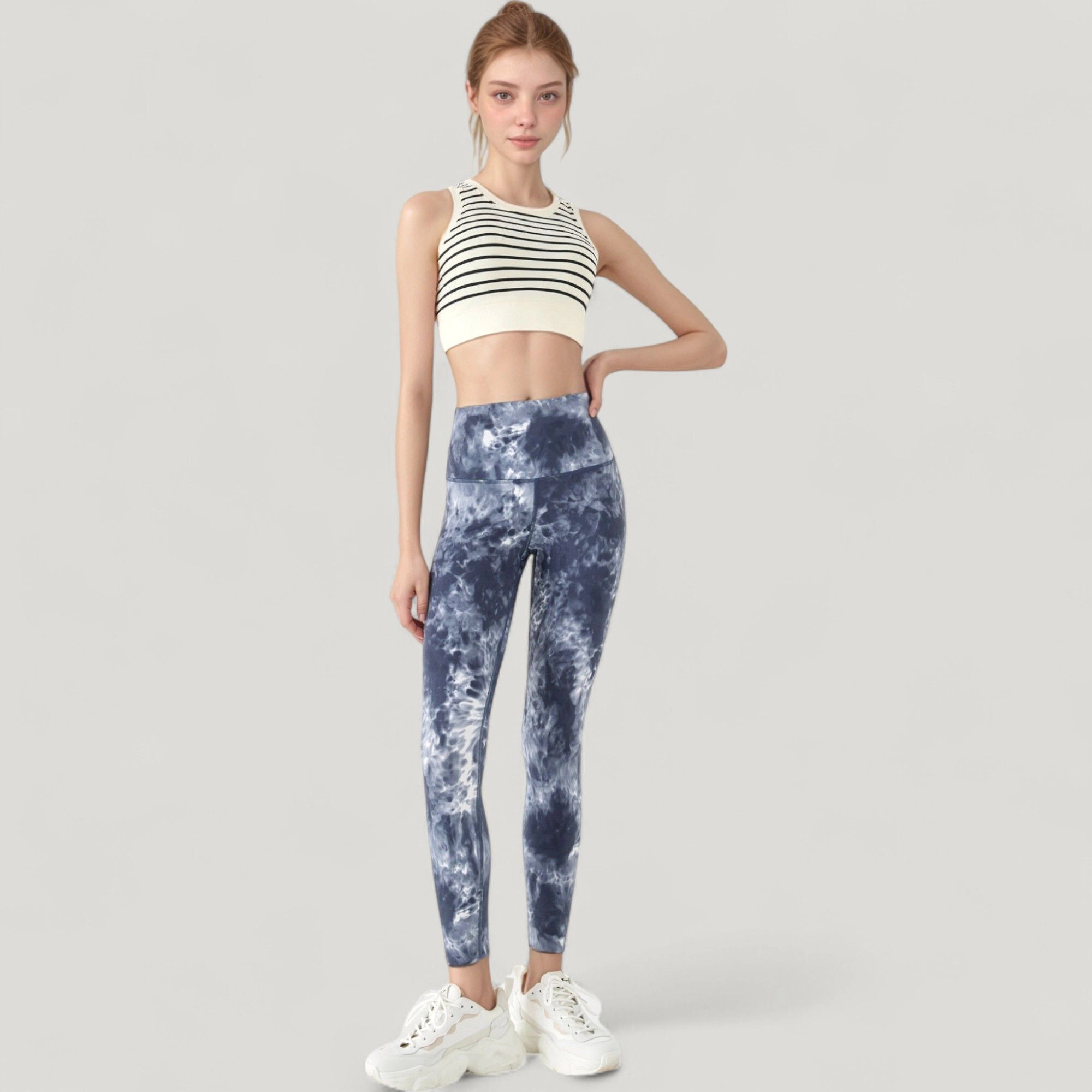 Anna-Kaci Women's Striped Sleeveless Crop Top with Fitted Hem and Round Neckline