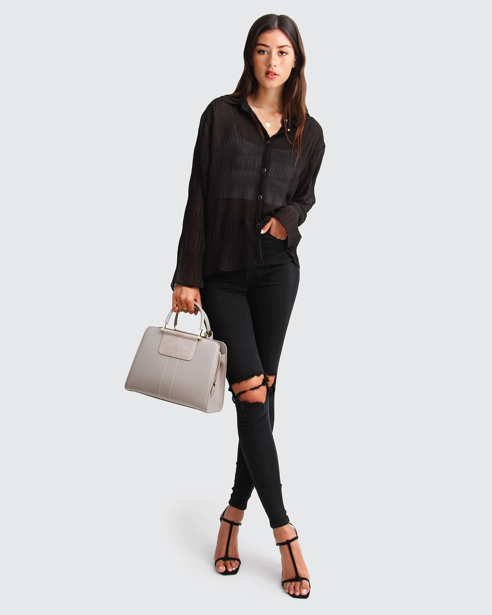 Belle & Bloom Womens Yoko Shirred Chiffon Blouse