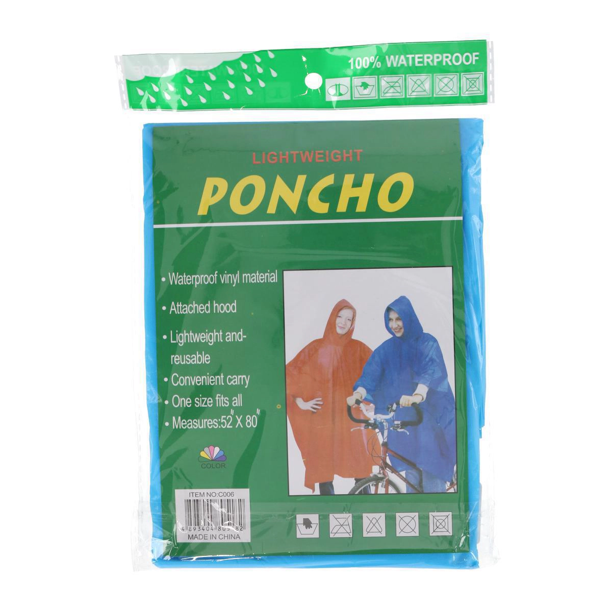 CTM Adult Reusable Waterproof Long Rain Poncho