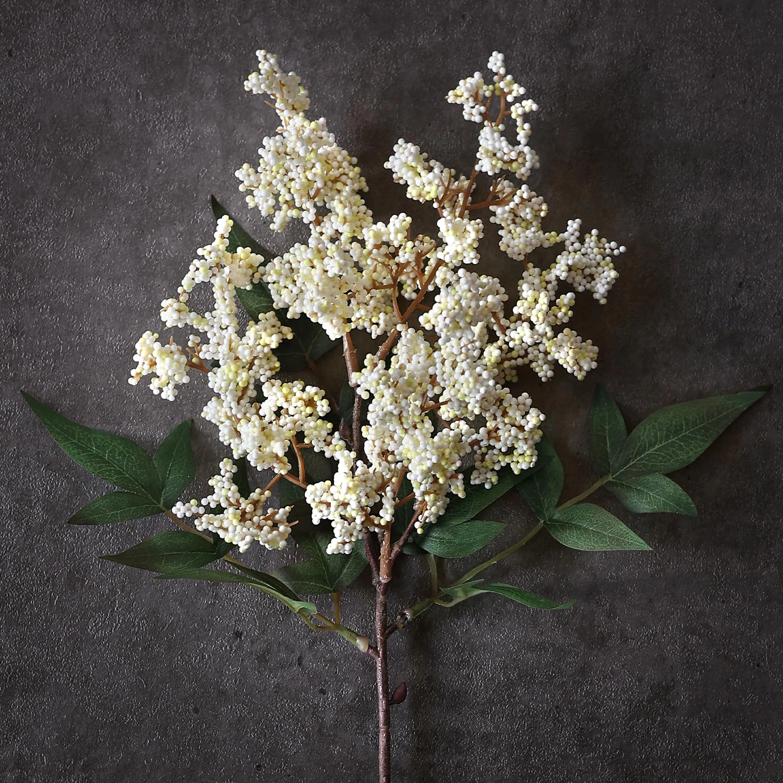 PUPWE 1217" Lifelike Artificial Nandina Berry Stems For Vase Decor(beige)