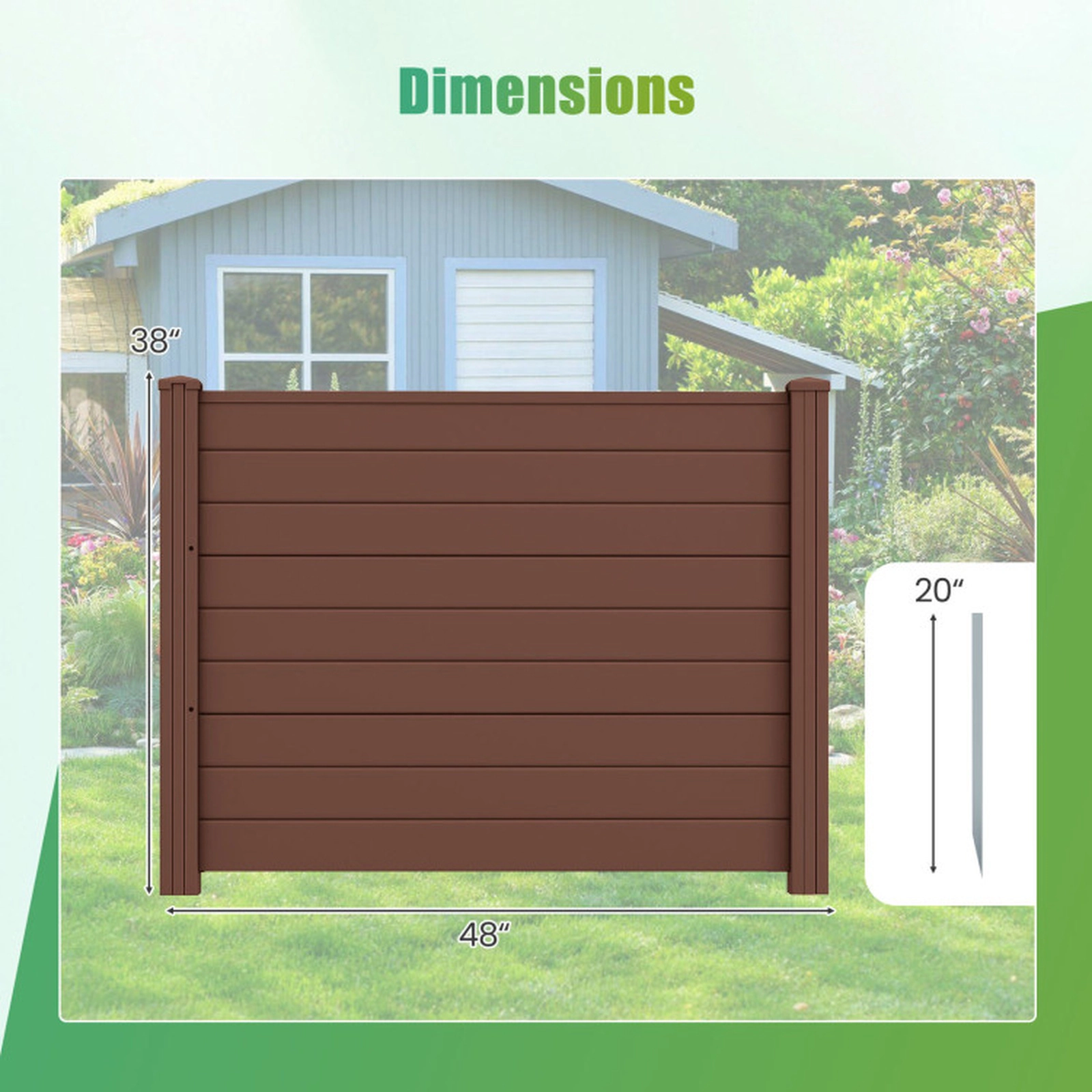 SUGIFT Set of 2 48 x 38-in Brown 3-Panel Air Conditioner Fence Outdoor Privacy Screen with Ground Stakes