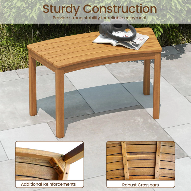 Hivvago Outdoor Curved Acacia  Wood Bench For Front Porch