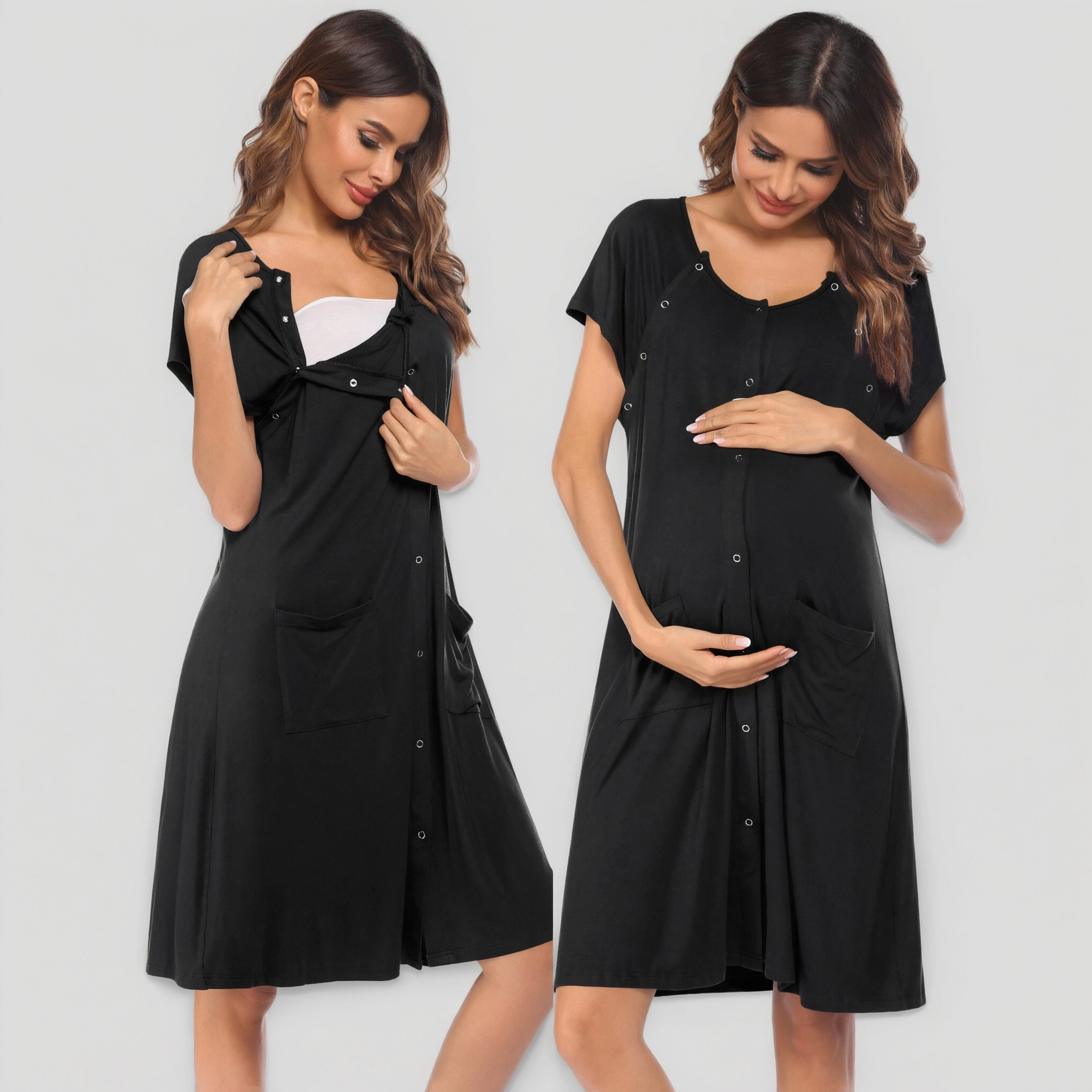 Ekouaer Labor Delivery Hospital Gown Nursing Dress Maternity Nightgown Sleepwear