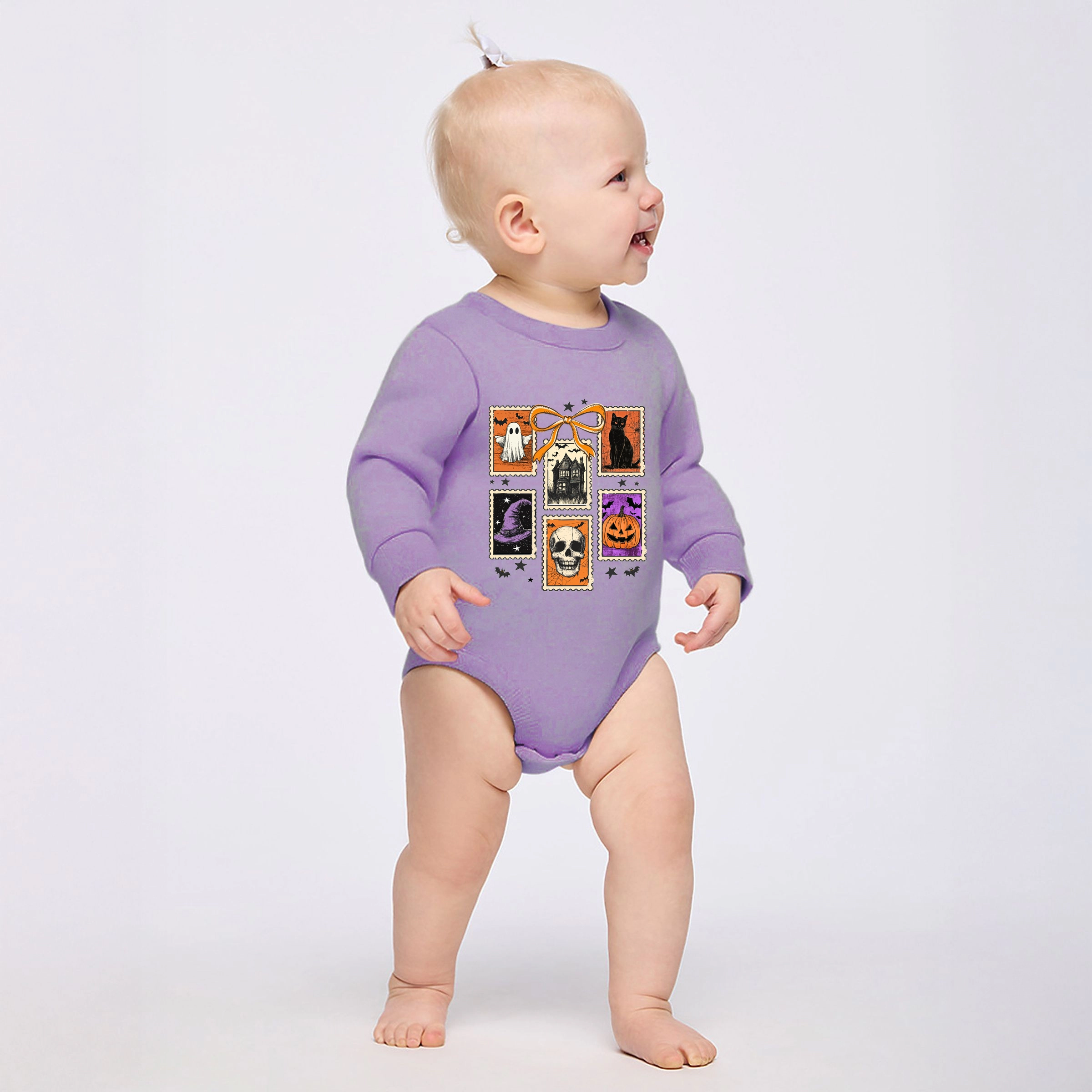 The Juniper Shop - Infant Fleece BodySuit Coquette Halloween Stamps
