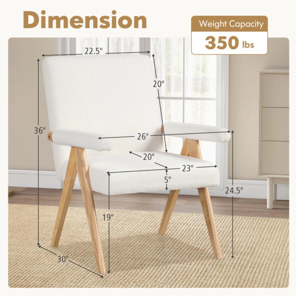Hivvago Wooden Frame Lounge Chair with Soft Arm Padding