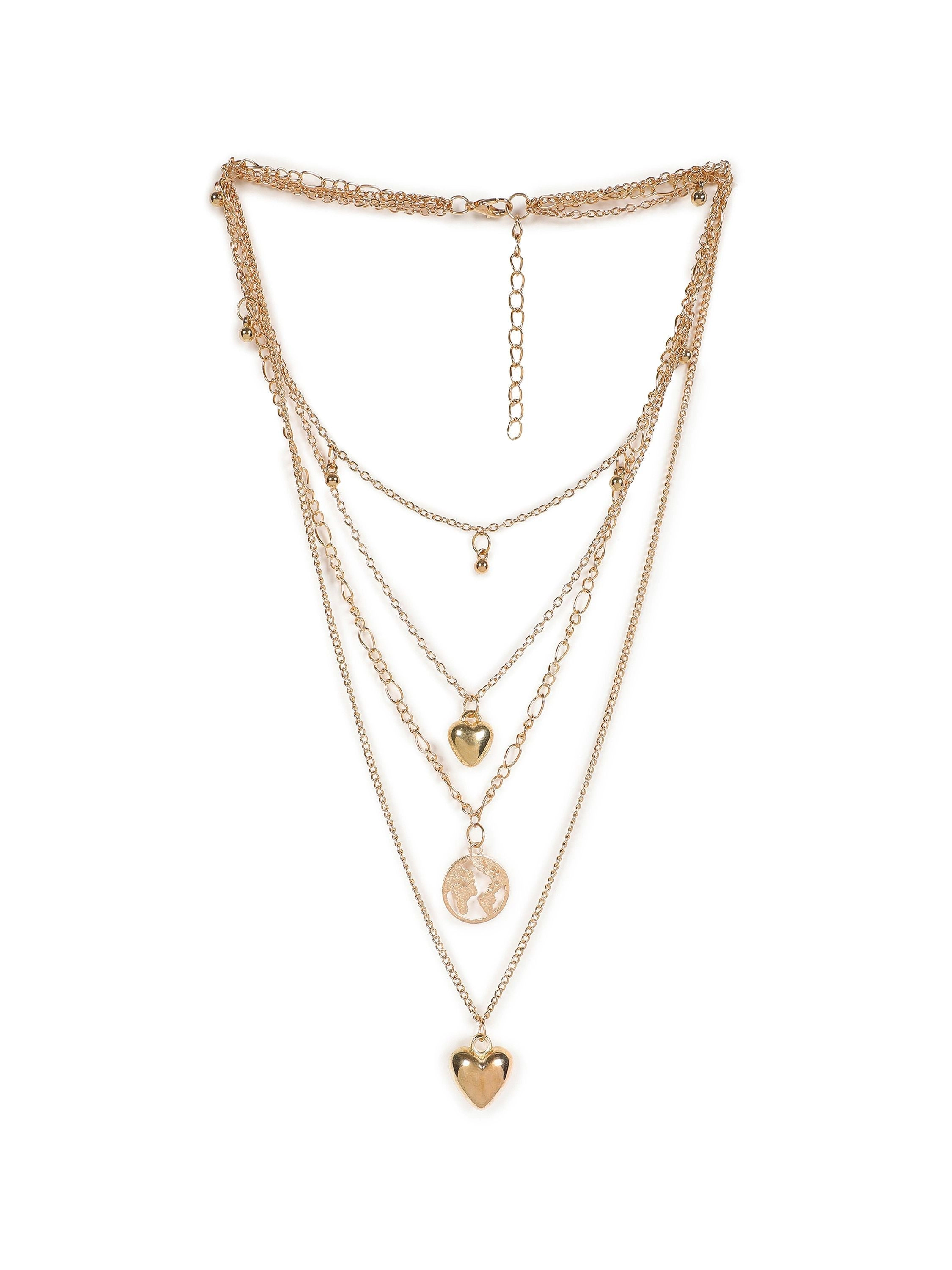 SOHI Women's Gold Heart Layered Necklace