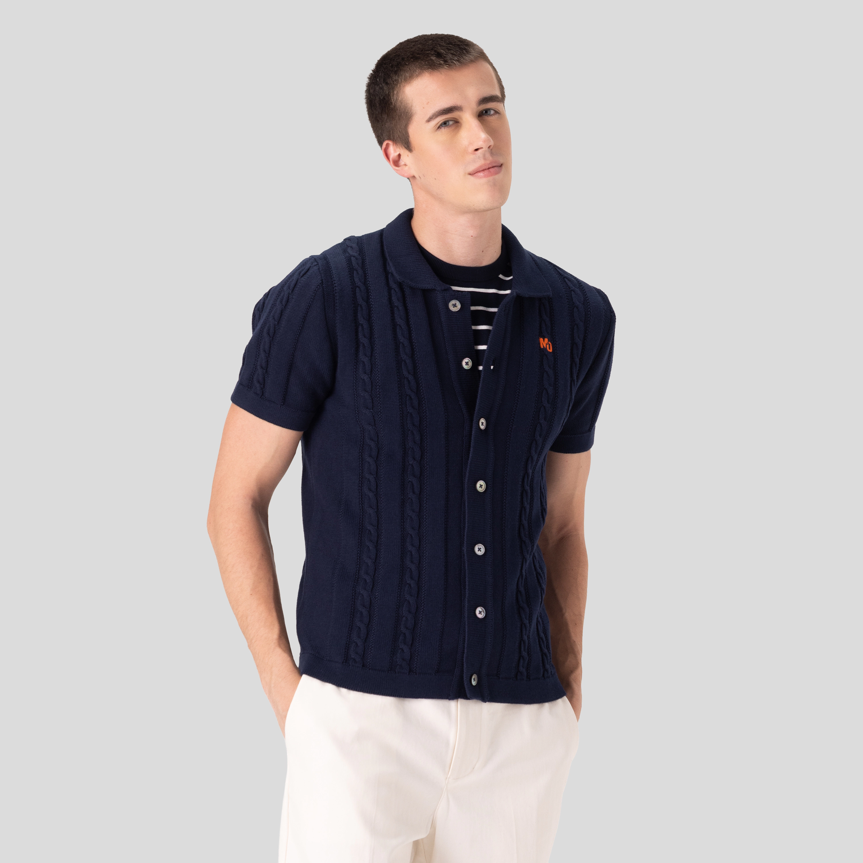 Members Only Men's JC Polo Cable Sweater
