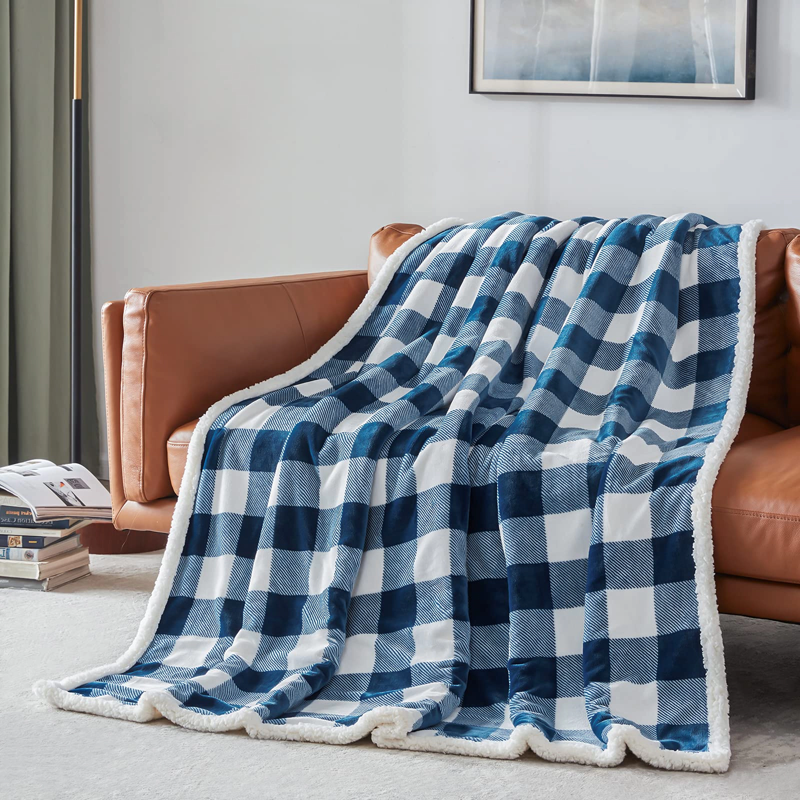 CovertSafe Soft Cozy Sherpa Plaid Throw