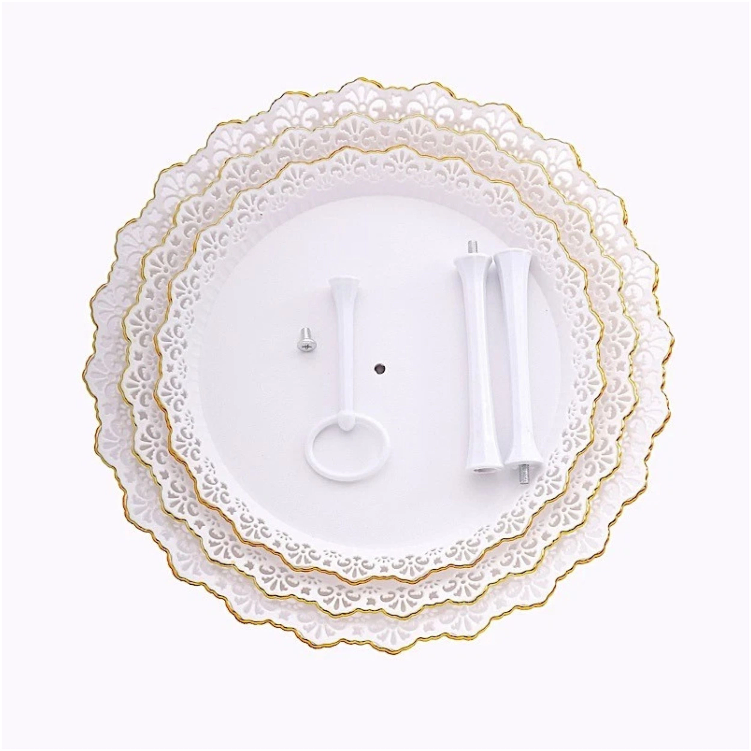 Home Collection 15-Inch 3-Tier Plastic Round Cupcake Display Stand with Lace Cut Rim