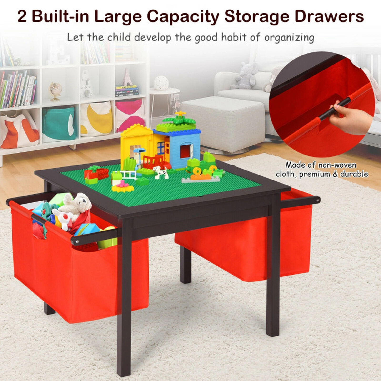 SUGIFT 2-in-1 Kids Activity Table & 2 Chairs Set with Storage 200-lb Table Capacity 100-lb Chair Capacity Ages 3-8 Years