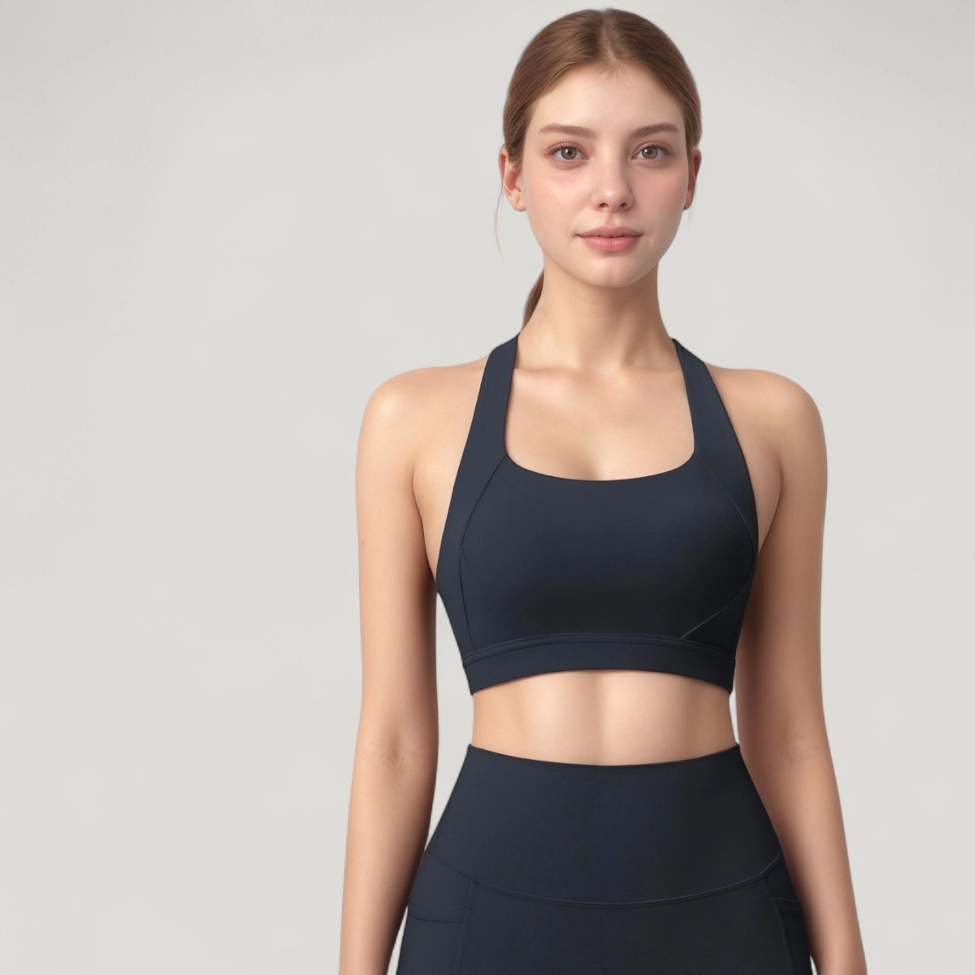 Anna-Kaci Women's Scoop Neck Seamless Athletic Crop Top with Wide Shoulder Straps