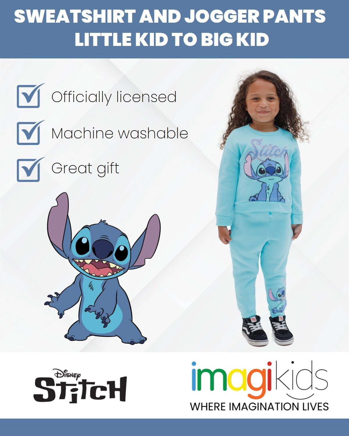 Disney Lilo & Stitch Girls' Fleece 2-Piece Sweatshirt and Joggers Set