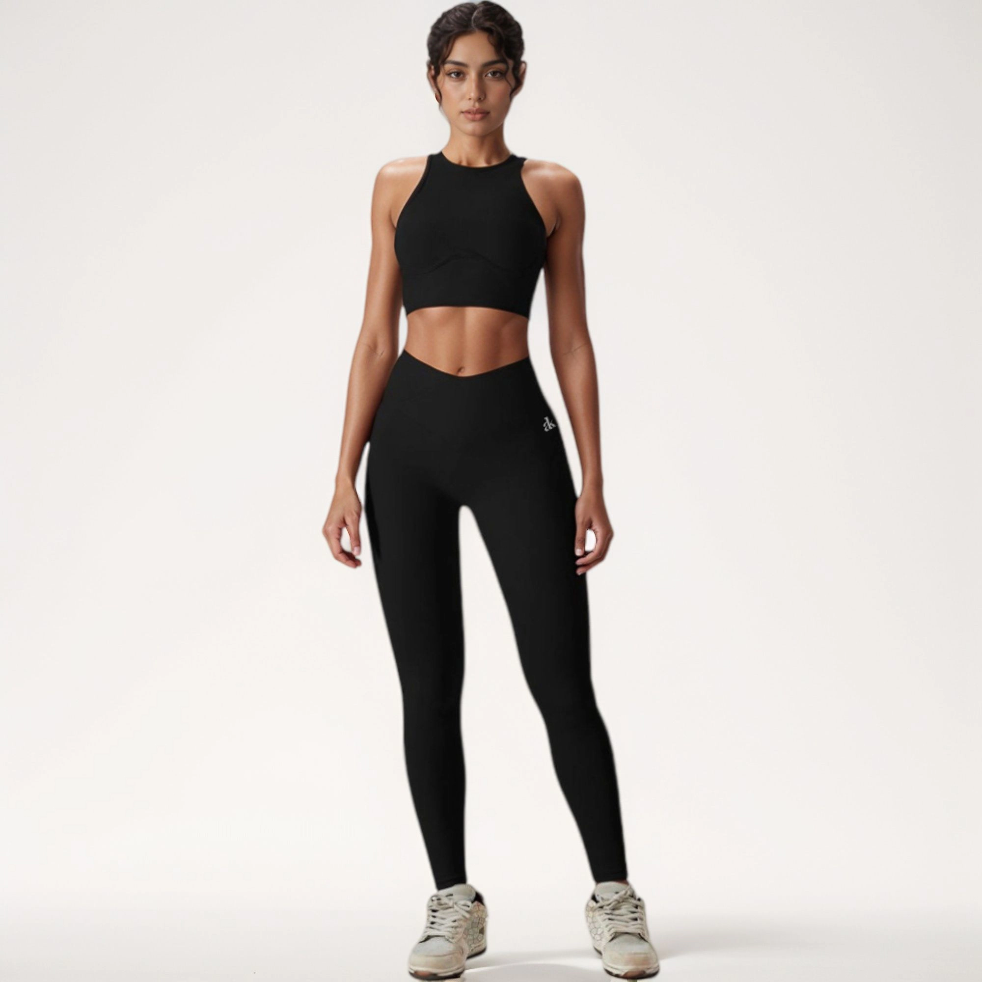 Anna-Kaci Women's High Neck Racerback Sports Crop Top with Seamless Compression Fit