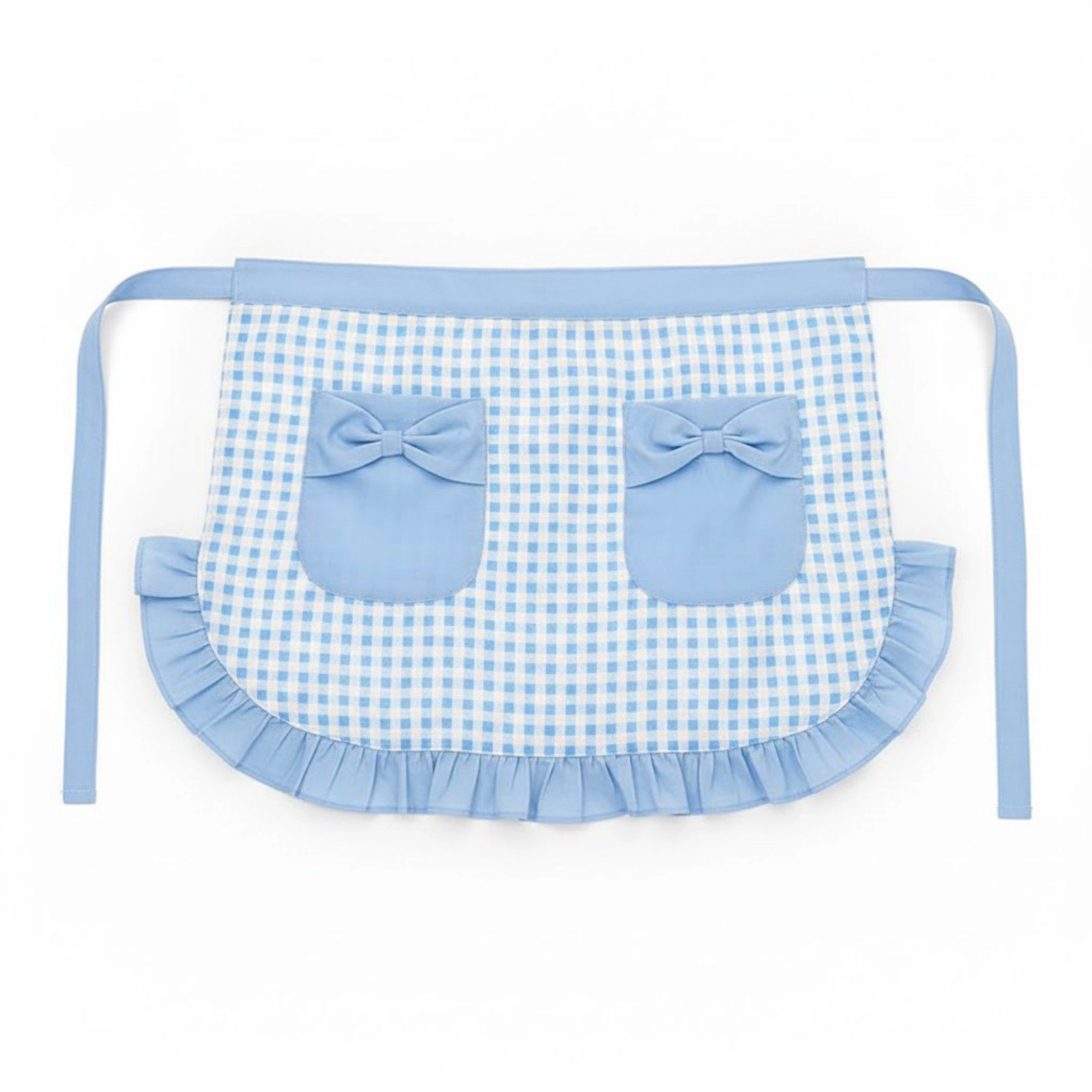 Alilang Women Gingham Kitchen Apron with Ruffle Trim Adjustable Waist Ties Bow Pocket Details and Front Coverage