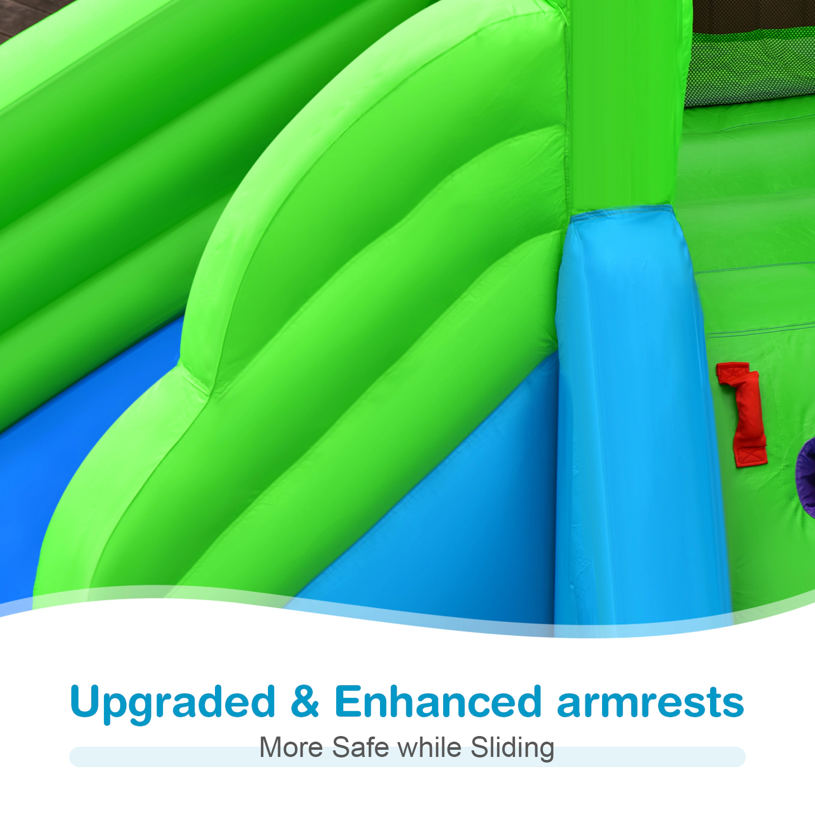 LJG Kids 7-in-1 Inflatable Bounce House with Splashing Pool without Blower