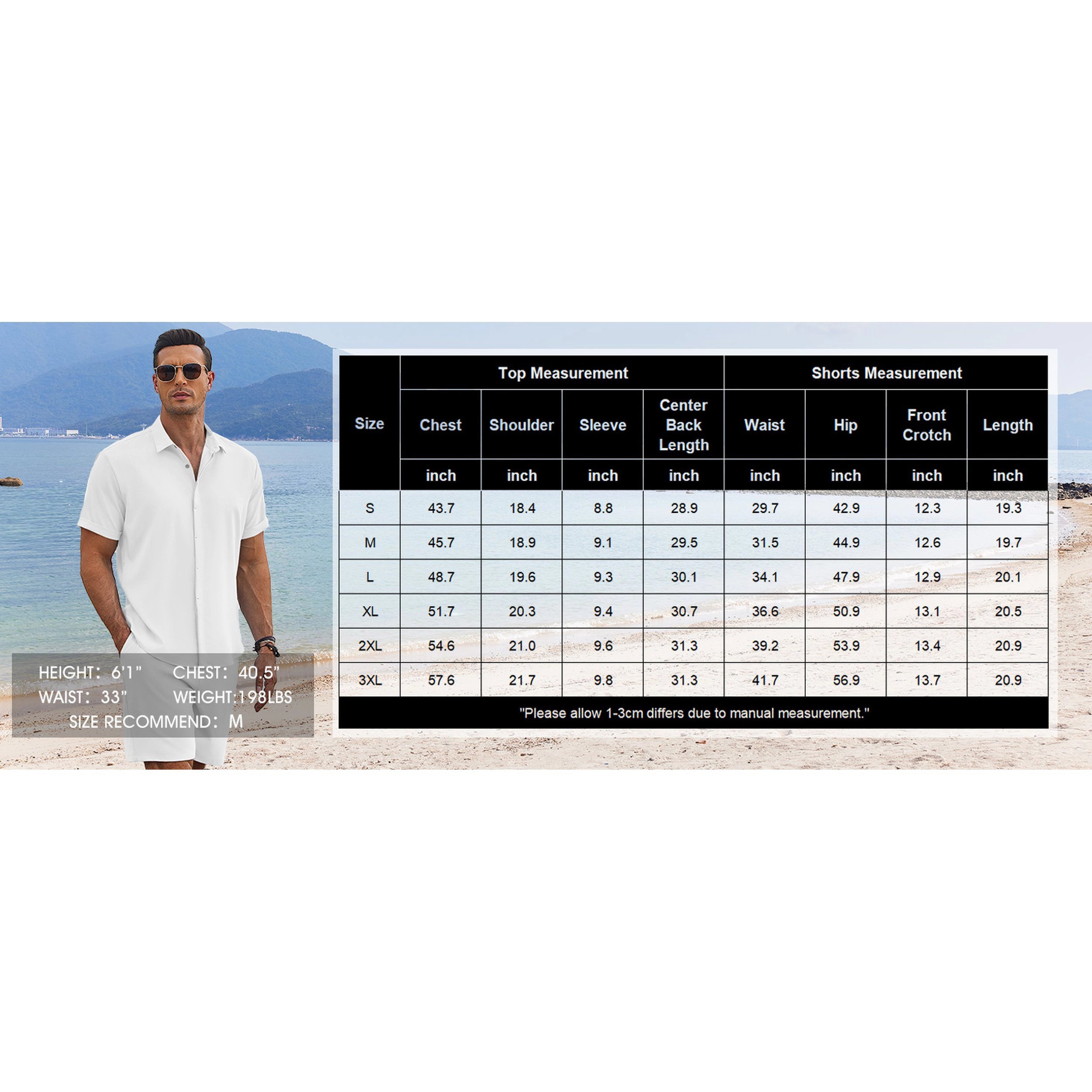 COOFANDY Men's Regular Fit Short Sleeve Button Down Shirt and Shorts Two Piece Set