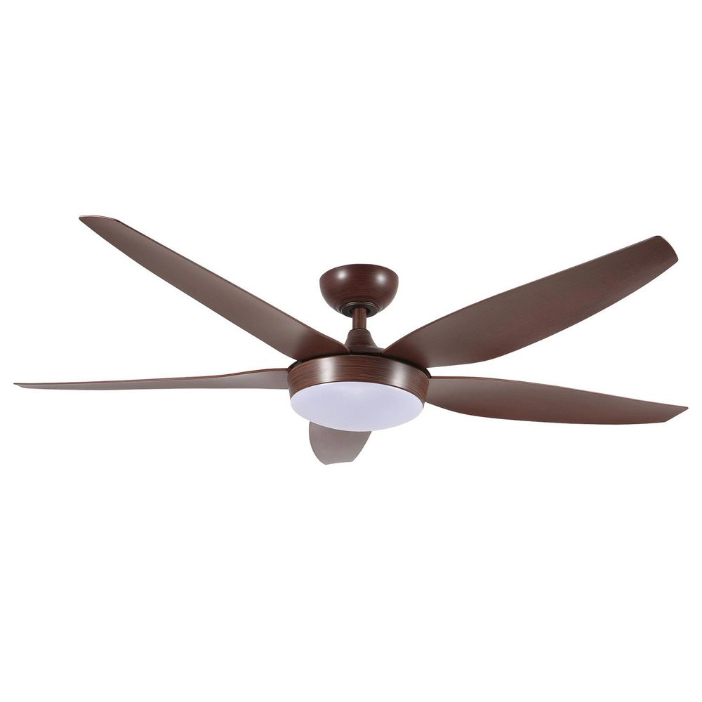 Flynama 56 in. Reddish Brown LED Downrod Mount Standard Ceiling Fan with Remote Control Dimmable 5 ABS Blades