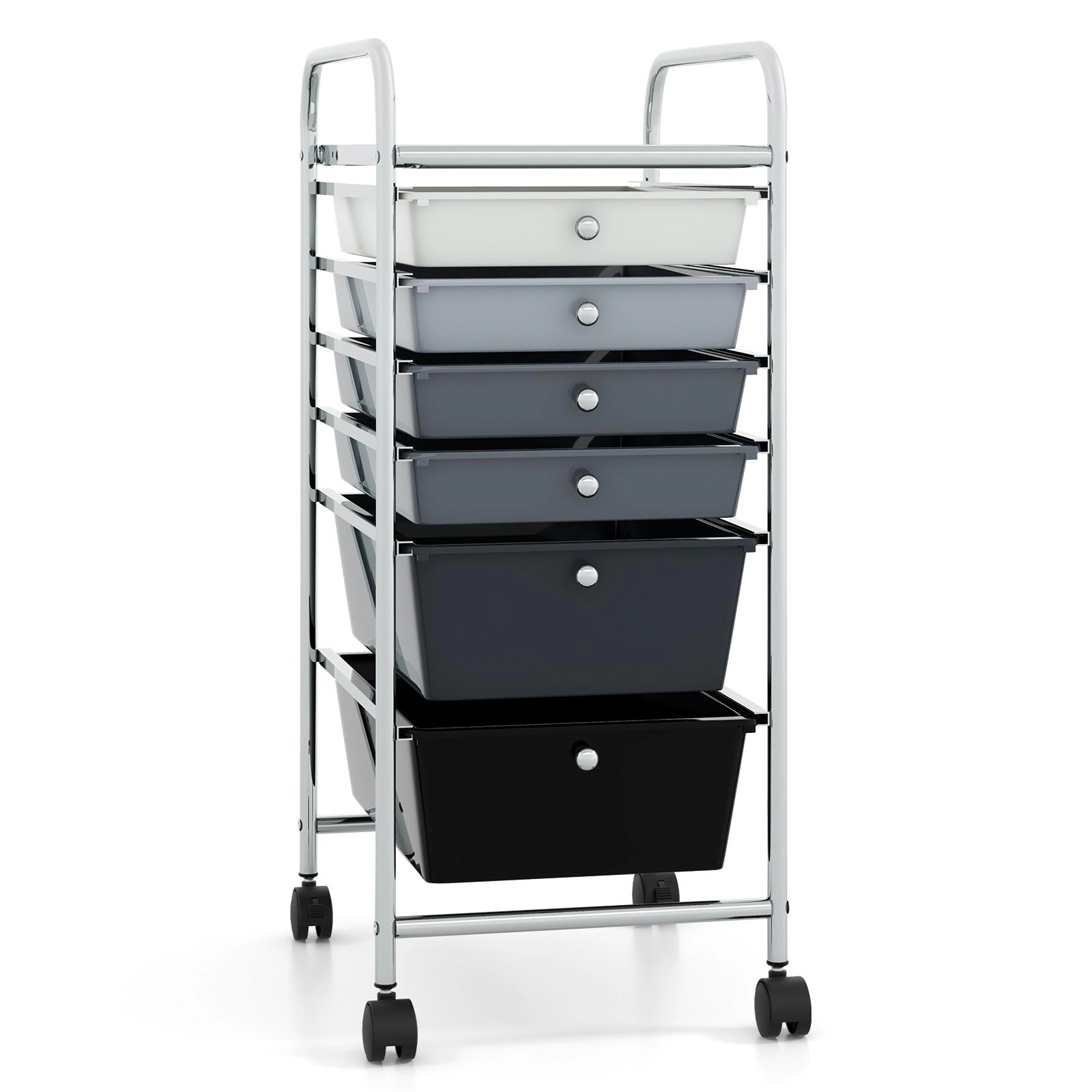 SUGIFT 6-Drawer Rolling Storage Cart Organizer with Steel Frame and Braked Wheels