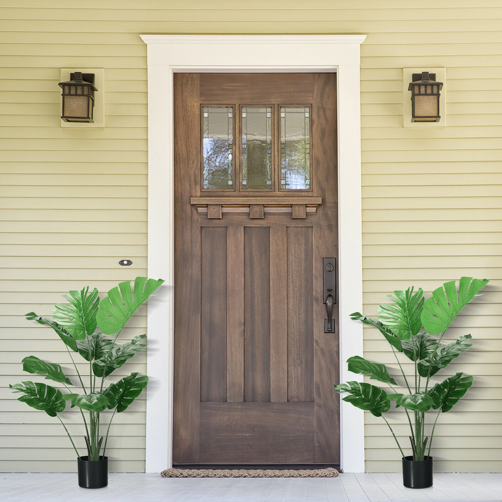 Slickblue Set of 2 4-Ft Artificial Monstera Trees with Pots for Indoor Decor