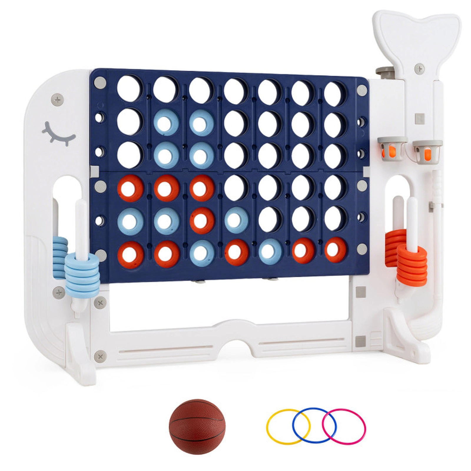 SUGIFT 55-in 4-in-1 Giant 4-to-Score HDPE Game Set with Ring Toss Basketball Golf and 2 Cup Holders Navy