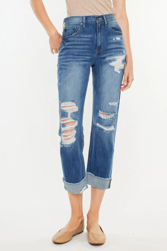 KanCan Women's Essentials High Rise Straight Leg Jeans Eloise