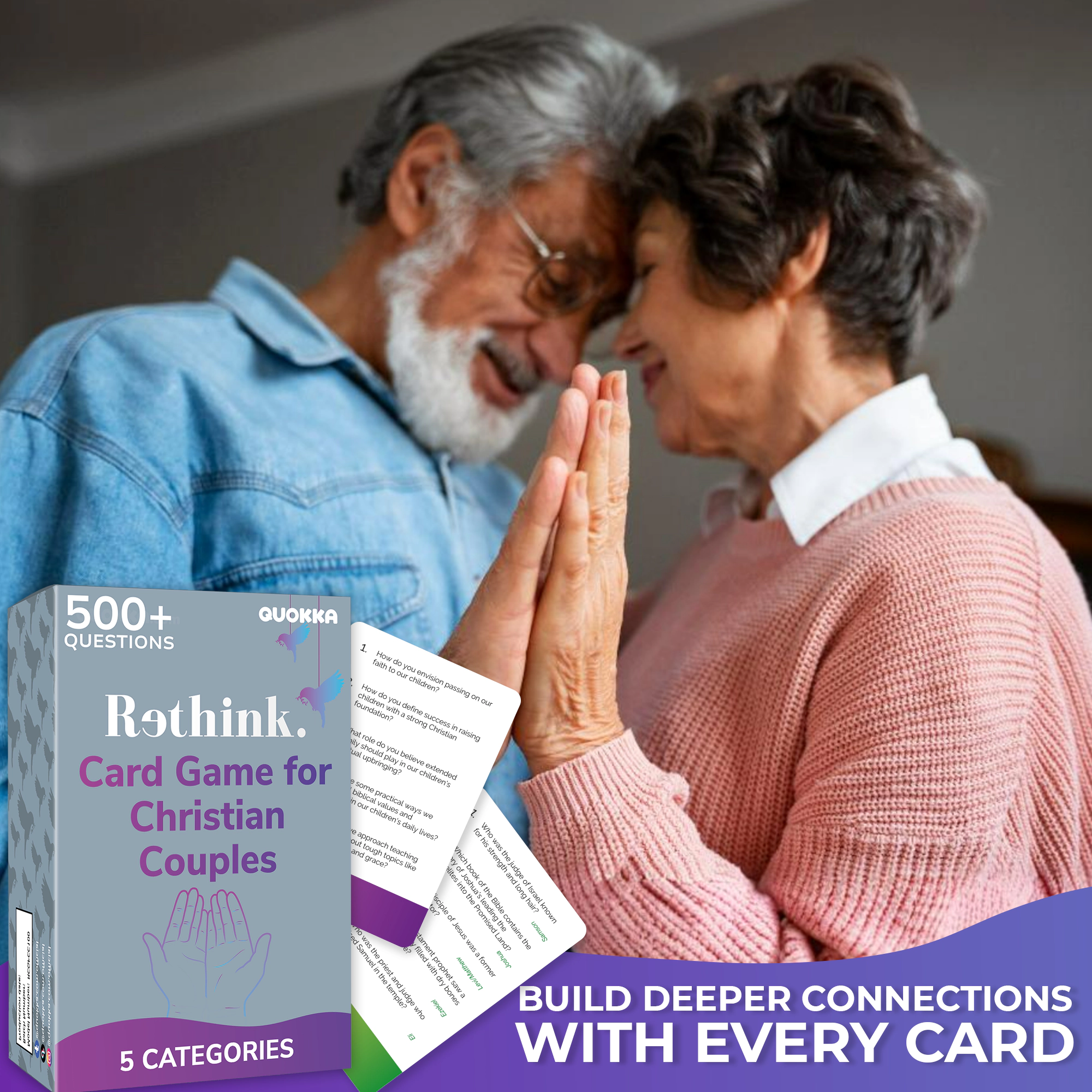 QUOKKA Christian Couples Conversation Card Game – 500 Faith-Based Questions for Couples