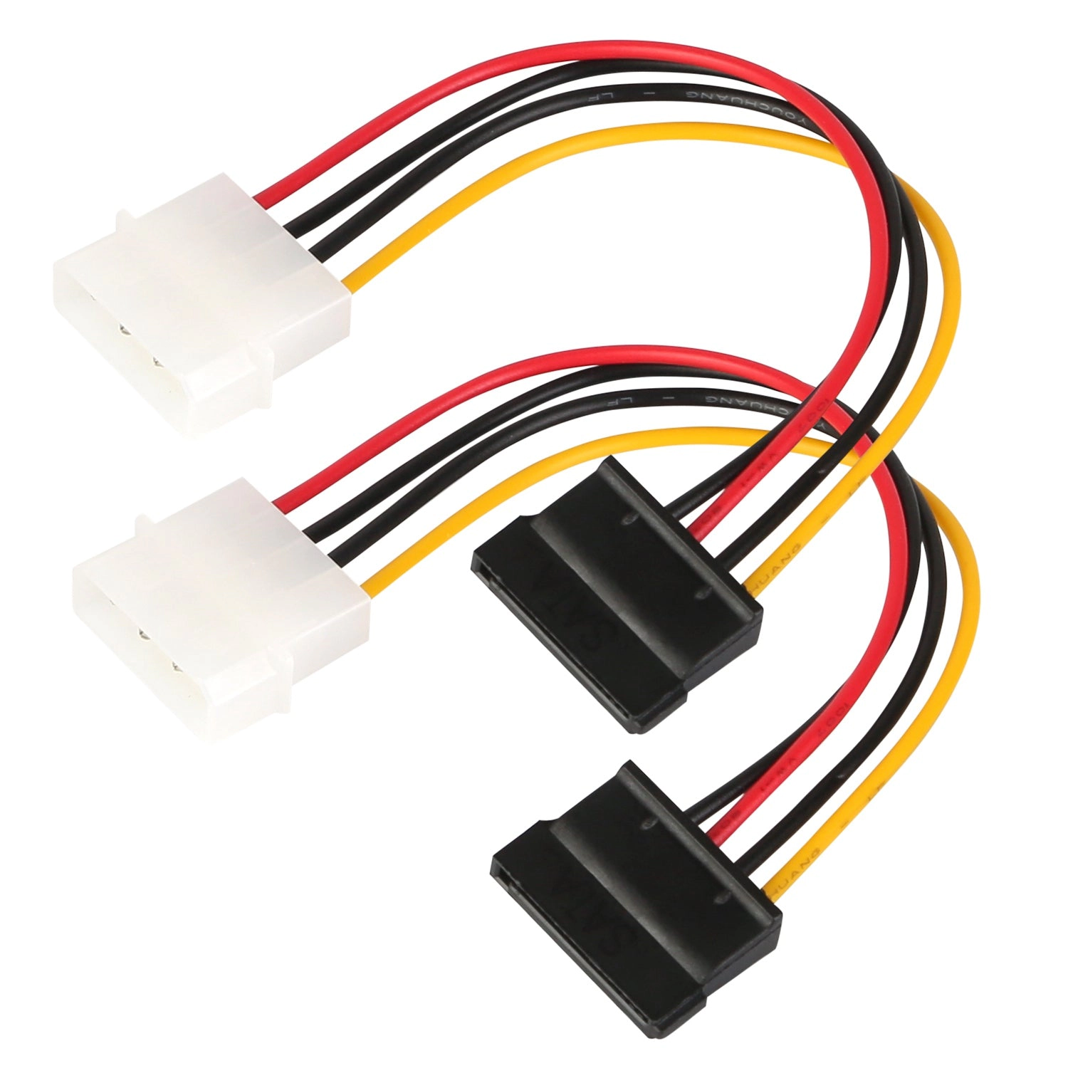 GBruno 4-Pin To 15-Pin SATA Power Cable Adapter 2-Pack