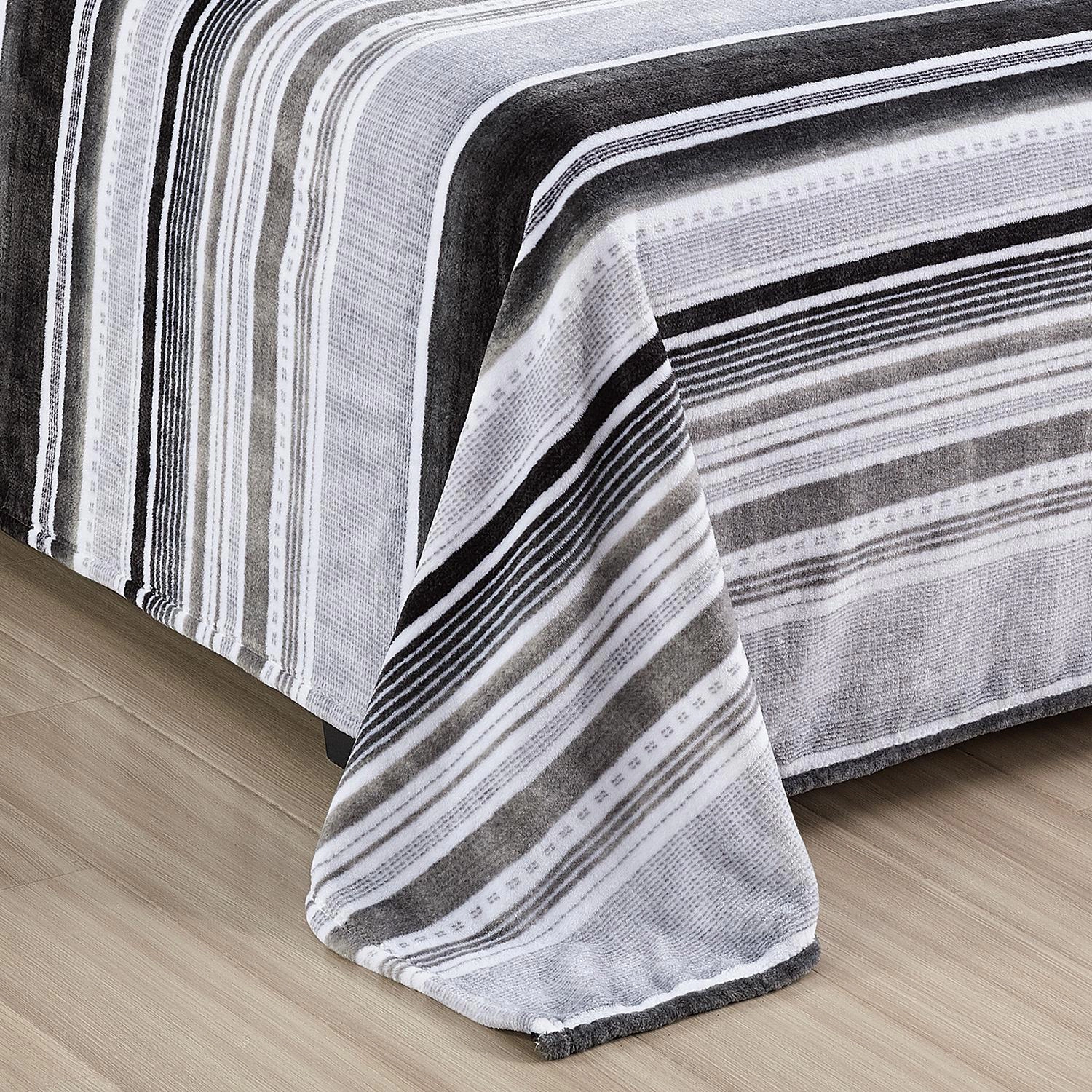 Plazatex Luxurious Ultra Soft Lightweight Cole Printed Blanket Queen Grey