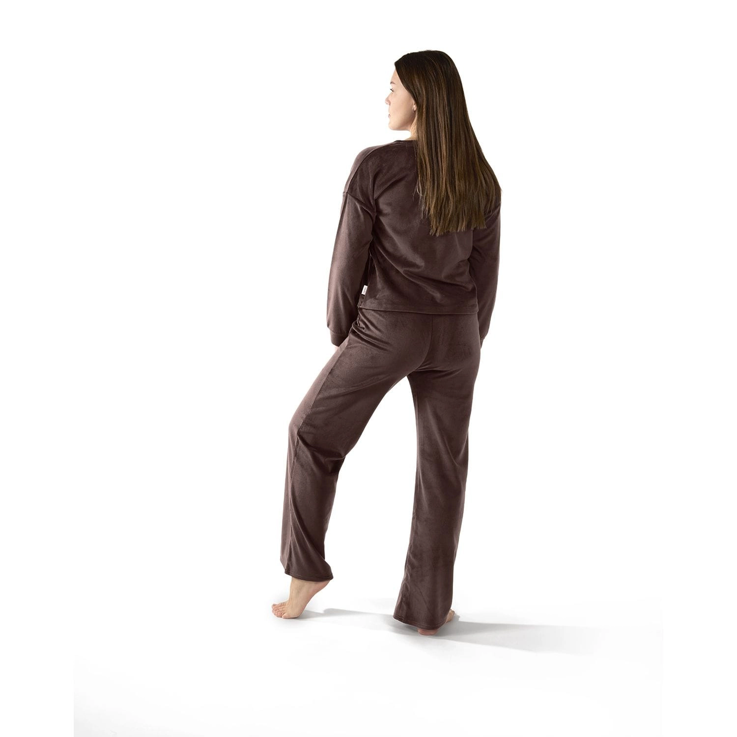 MeMoi Women's Velour Loose Fit V-Neck Sweatshirt and Pants Set