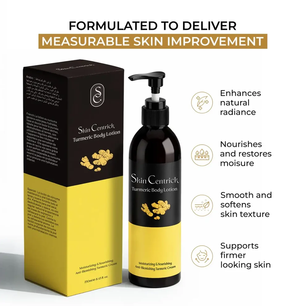 Skin Centrick Moisturizing Turmeric Body Lotion with Shea Butter for Dry Skin, 250 ml