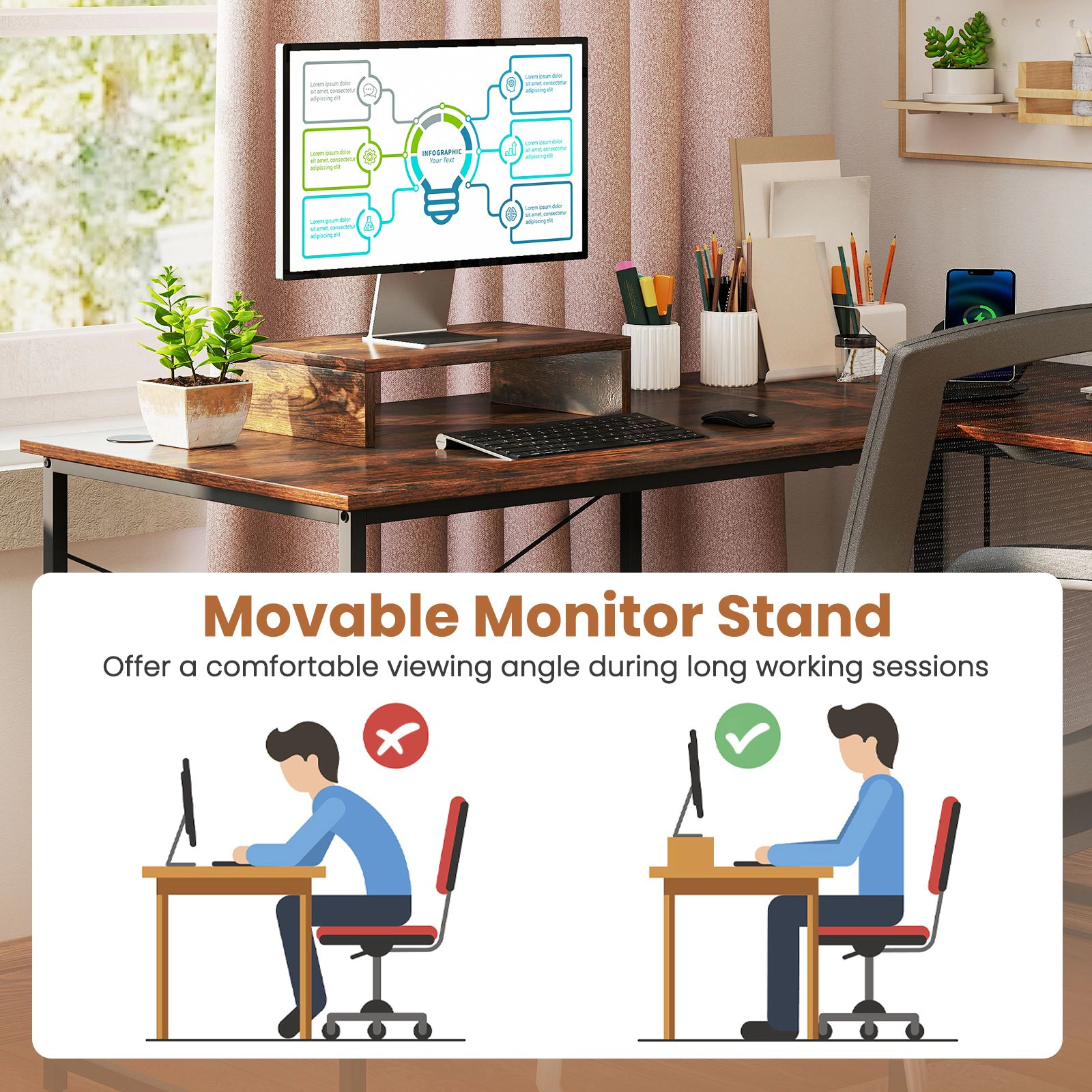SlickBlue Reversible L-Shaped Computer Desk with Monitor Shelf