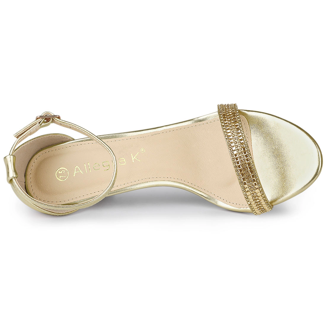 BLISSFUL STEP Women's Rhinestone Stiletto Heels Ankle Strap Party Sandals